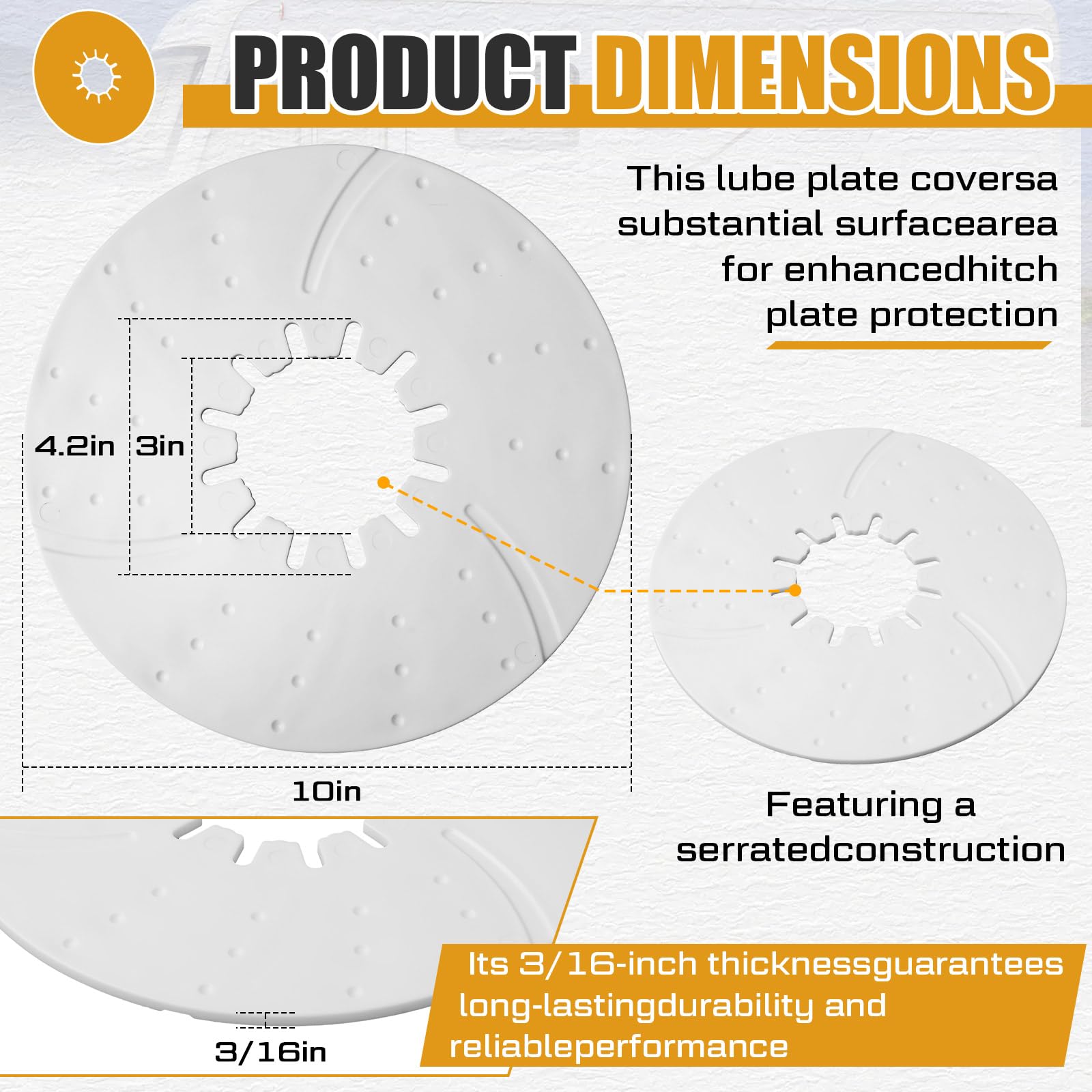 Threlaco 2 Pack 5Th Wheel Hitch Lube Plate 10 Inch Rv Camper Trailer Fifth Wheel Plate Disc Accessories For Trailer Safety Kit,