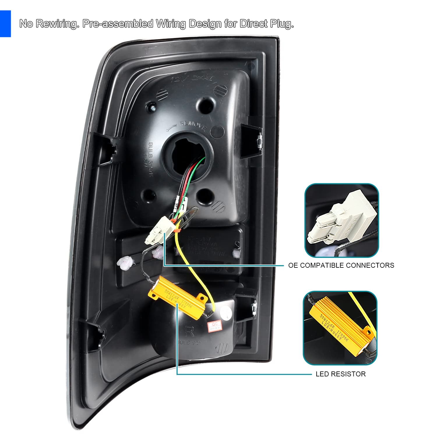 Spec-D Tuning Black Housing Clear Lens LED Tail Lights Compatible with 2009-2018 Dodge Ram 1500, 2010-2018 Dodge Ram 2500/3500, Left + Right Pair Assembly