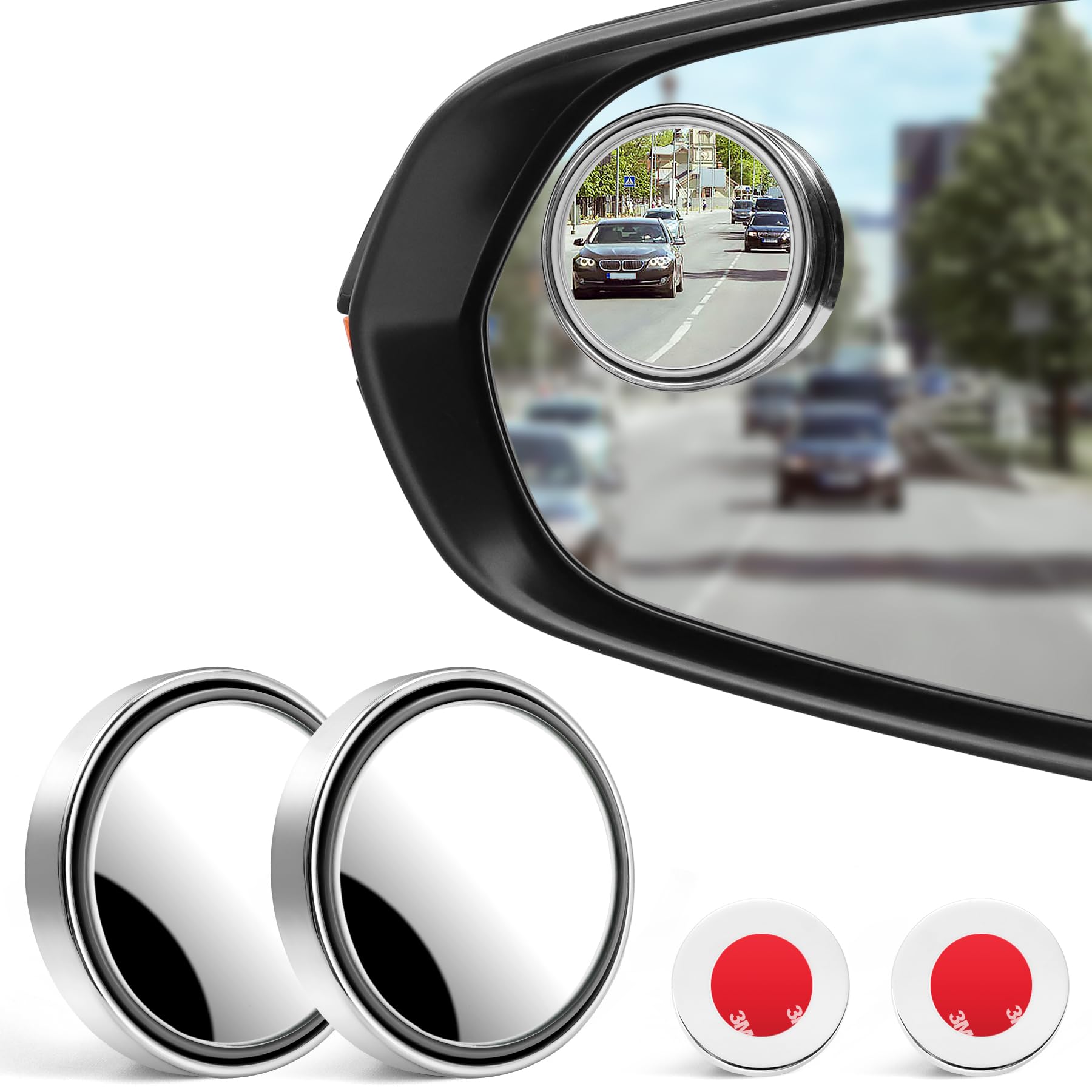 Livtee Blind Spot Mirror, 2'' Round Hd Glass Frameless Convex, 2Pack Side Mirror Blind Spot, Rear View Mirrors Exterior Accessor