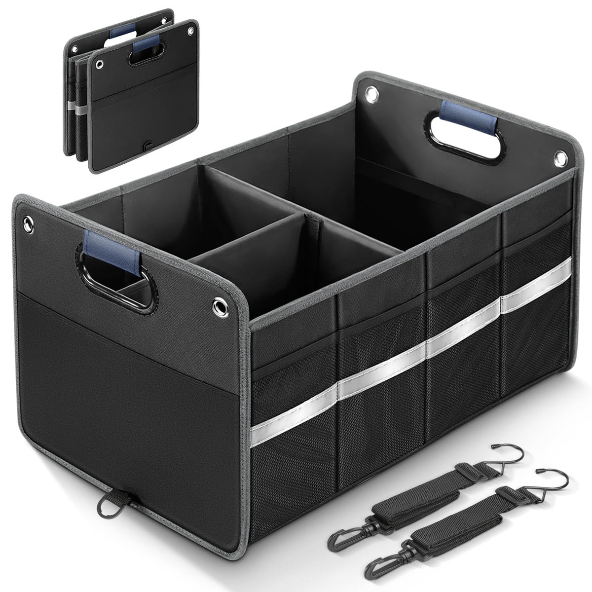 Winhunt Car Trunk Organizer, Car Storage Organizer, Collapsible Multi Compartment For Car, Suv, Sedan, Truck, 100L, Extra Larger