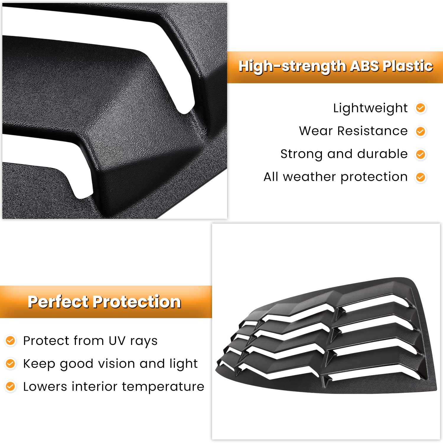 E-cowlboy Rear Window Louvers for Dodge Challenger 2008-2023, Matte Black ABS Sun Shade Cover, GT Lambo Style, All Weather