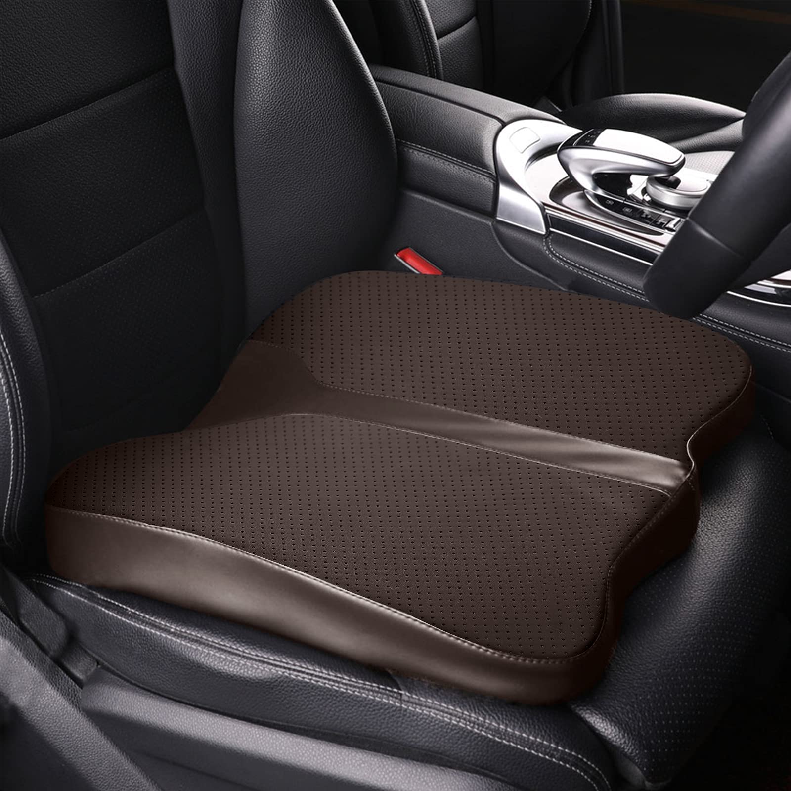 Larrous Car Seat Cushion - Comfort Memory Foam Seat Cushion For Car Seat Driver, Tailbone (Coccyx) Pain Relief Pad, Car Seat Cushions For Driving, Office Chair Cushion (Brown)