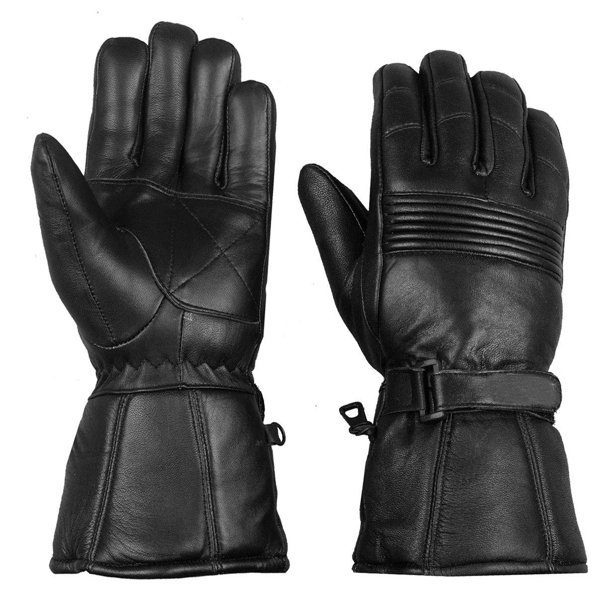 Men Premium Winter Motorcycle Biker Sheep Leather Gauntlet Thinsulate Gloves L