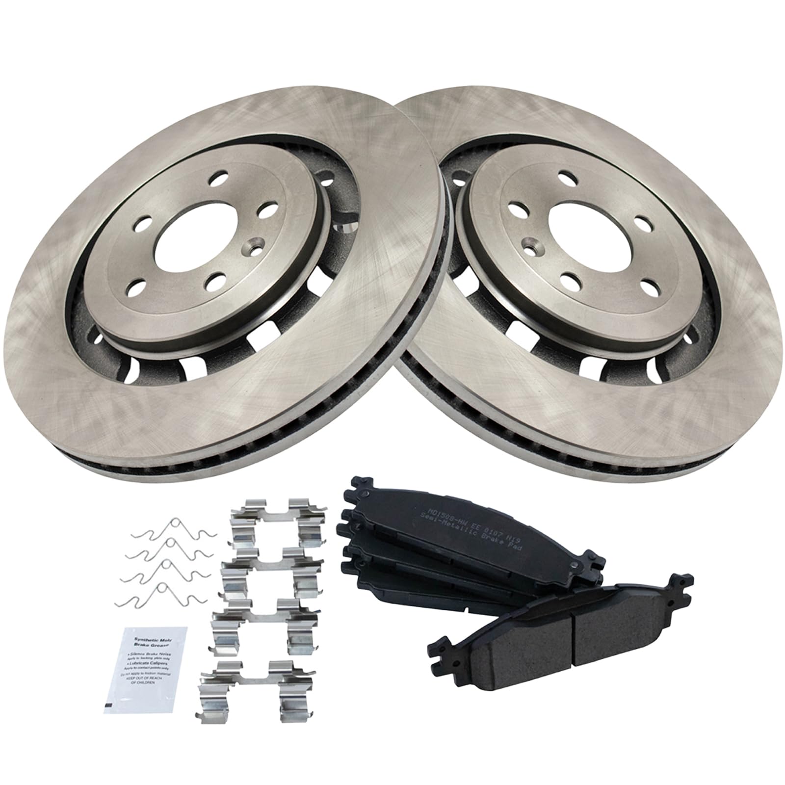 Trq Front Brake Pad & Rotor Kit Semi-Metallic Compatible With 2015-2019 Ford Explorer 2012 Lincoln Mks 2013-2019 Mkt