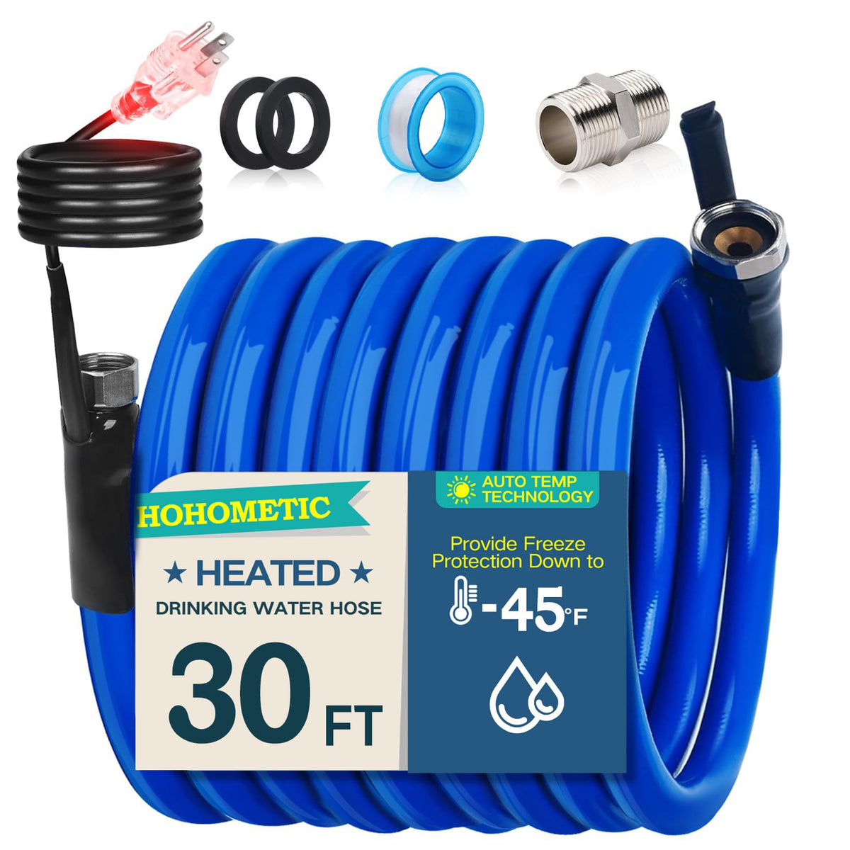 Hohometic 31Ft Heated Water Hose For Rv,-45 ? Antifreeze 4.0 Upgraded Heated Drinking Garden Water Hose,Rv Accessories,Rv Water