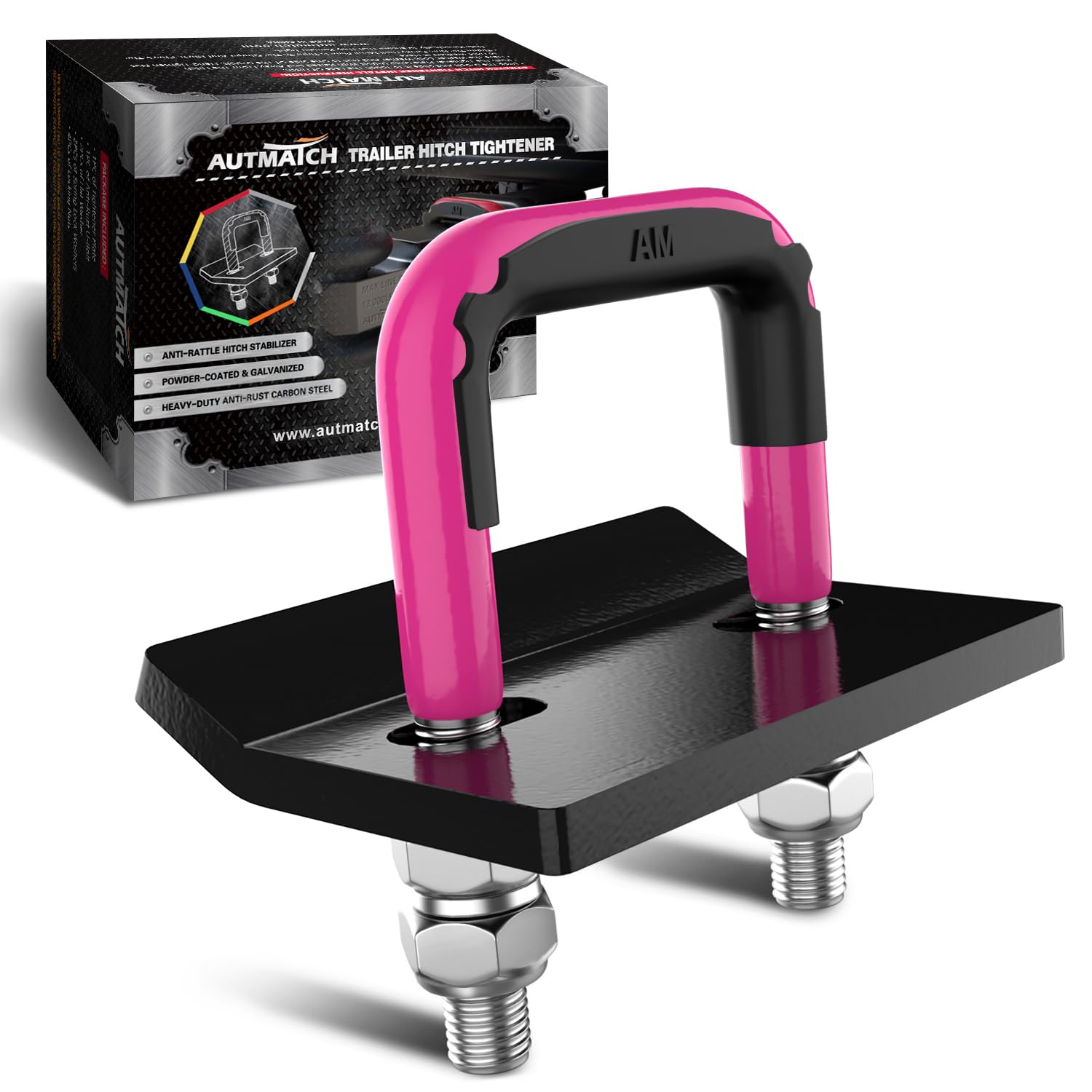 AUTMATCH Hitch Tightener Anti-Rattle Clamp for 1.25 and 2 Hitches - Heavy Duty Trailer Hitch Stabilizer, Rubber Isolator and Ant