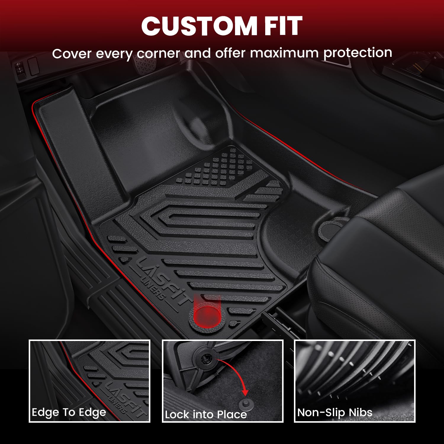 Lasfit Floor Mats And Cargo Liner Fit For Ford Escape 2020-2025 (Not For Hybrid Models) All Weather Tpe Custom Fit Car Floor Lin