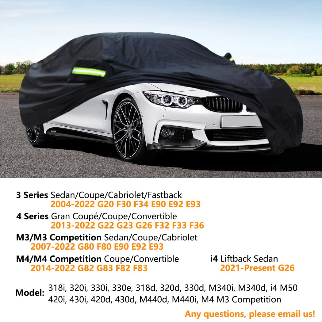 Sjysxm Custom Fit Car Cover Compatible With Bmw 3 Series M3 Sedan 2004-2025/4 Series M4 2013-2025, Waterproof All Weather Car Co