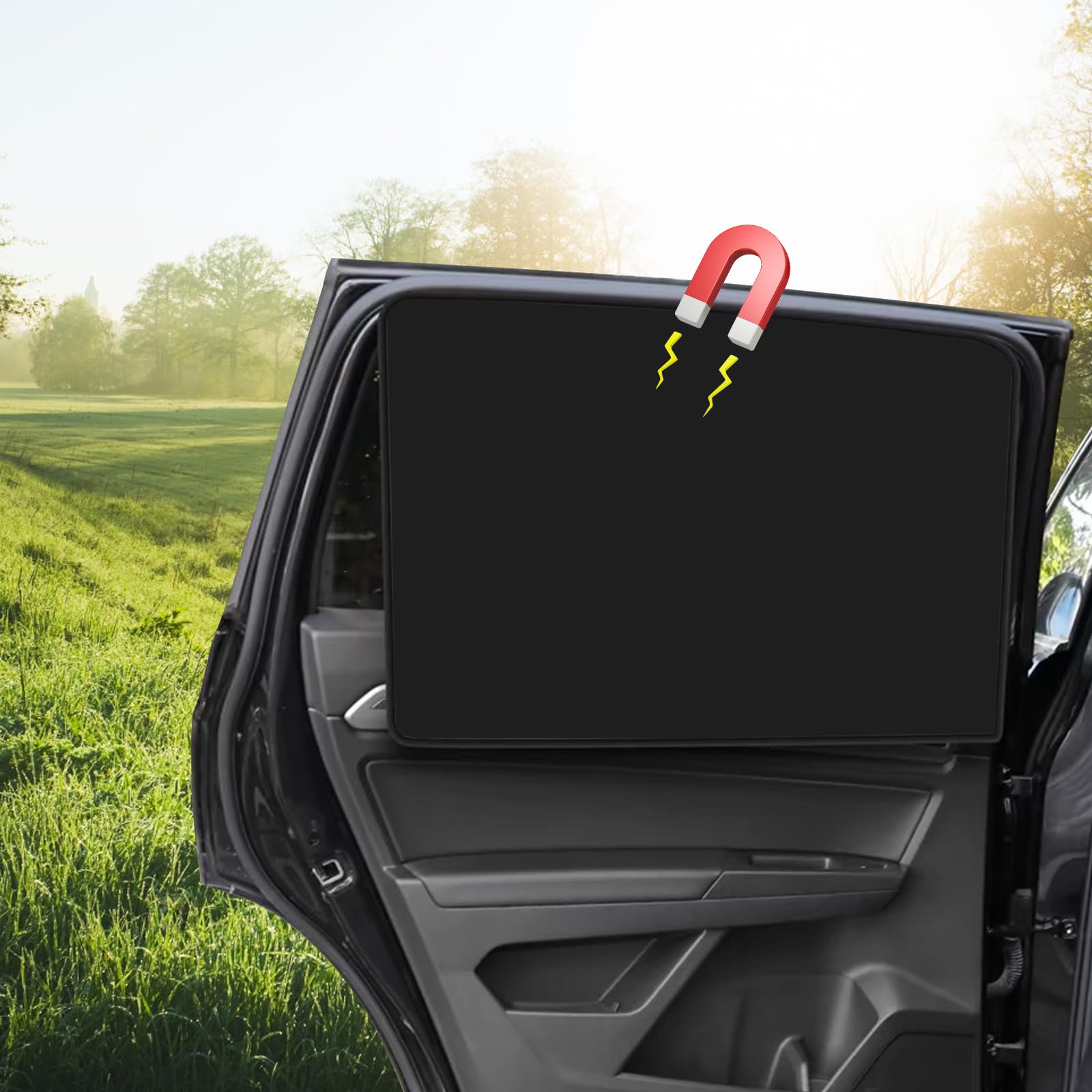 Ovege Car Window Shades Magnetic 4pcs-Blackout Side Window Shade for Baby in Car Privacy Curtain UV Protection