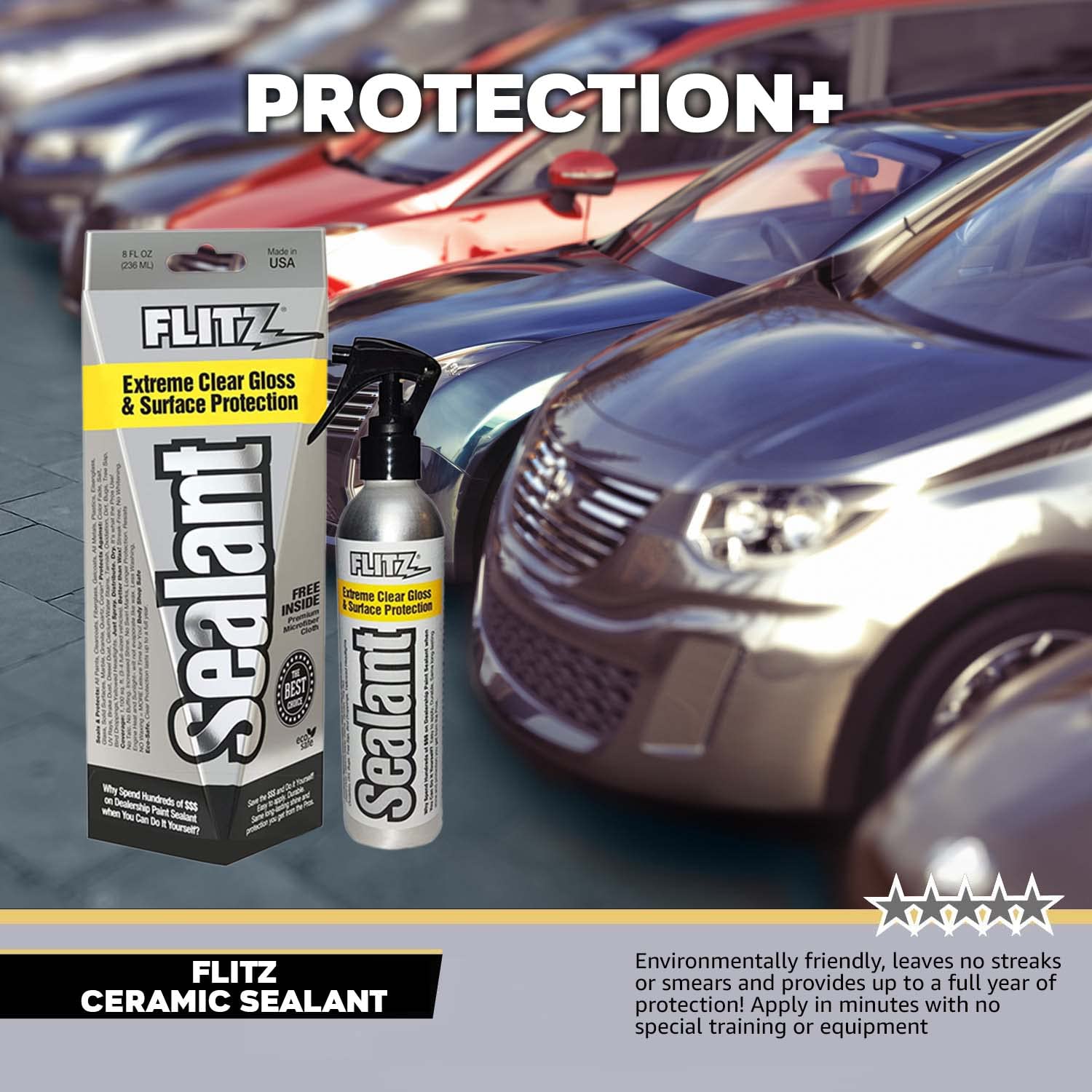 Flitz Ceramic Spray Sealant And Paint Protectant: Shine, Protect And Seal Clear Coat - Plastic, 1 Application Lasts Up To 12 Mon