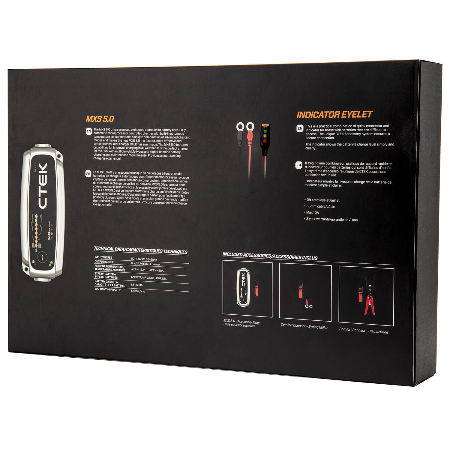 Ctek 40-359 Mxs 5.0 Fully Automatic 4.3 Amp Battery Charger And Care Kit 12V