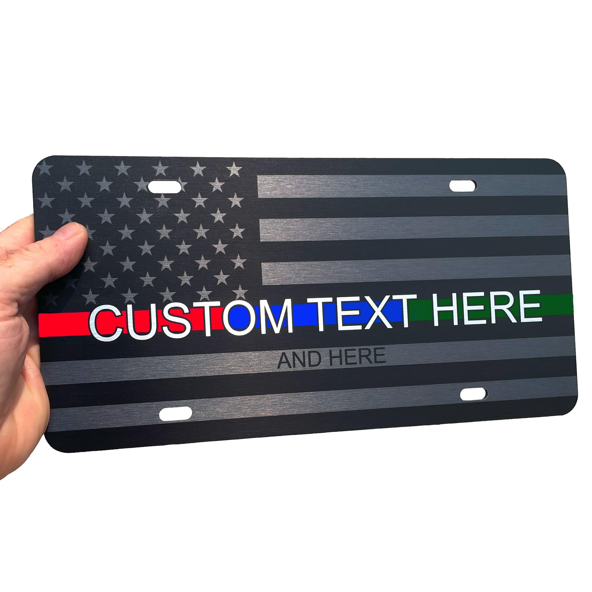 Jass Graphix Personalized Tactical American Flag License Plate - Custom Made In The Usa -Thin Red Blue Green Line