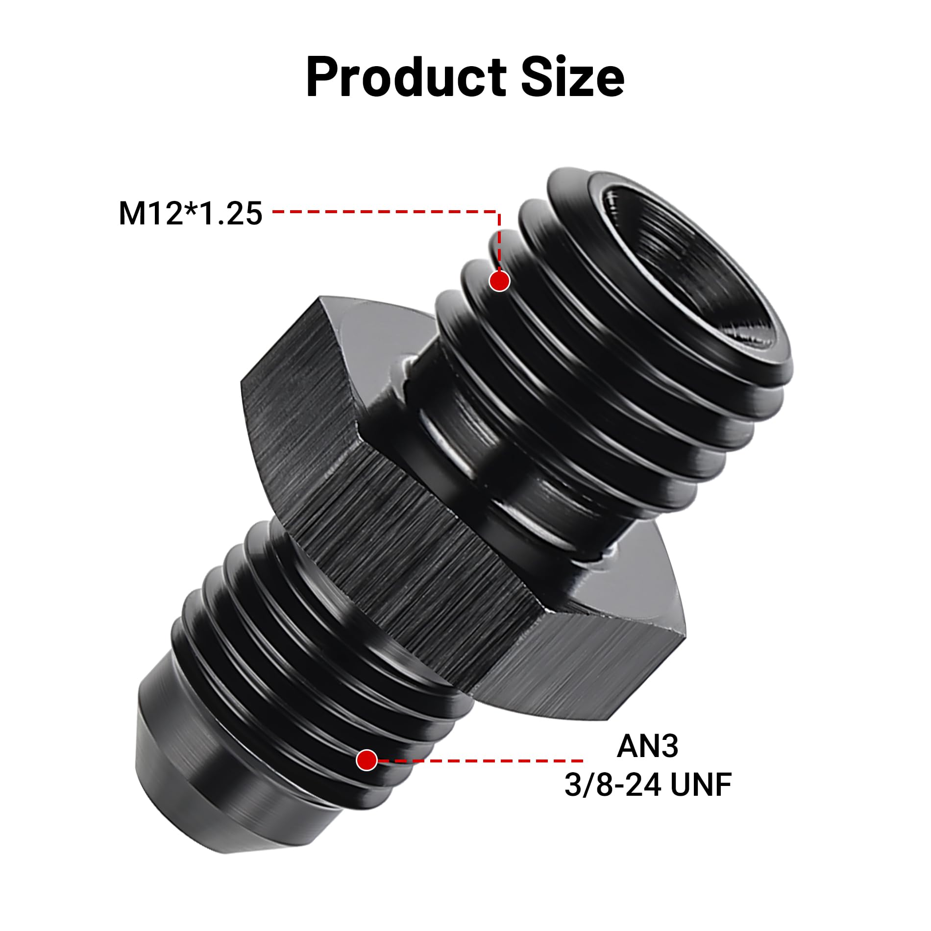 Evil Energy 3An Male Flare To M12 X 1.25Mm Male Metric Fitting Adapter Aluminium Alloy 2Pcs