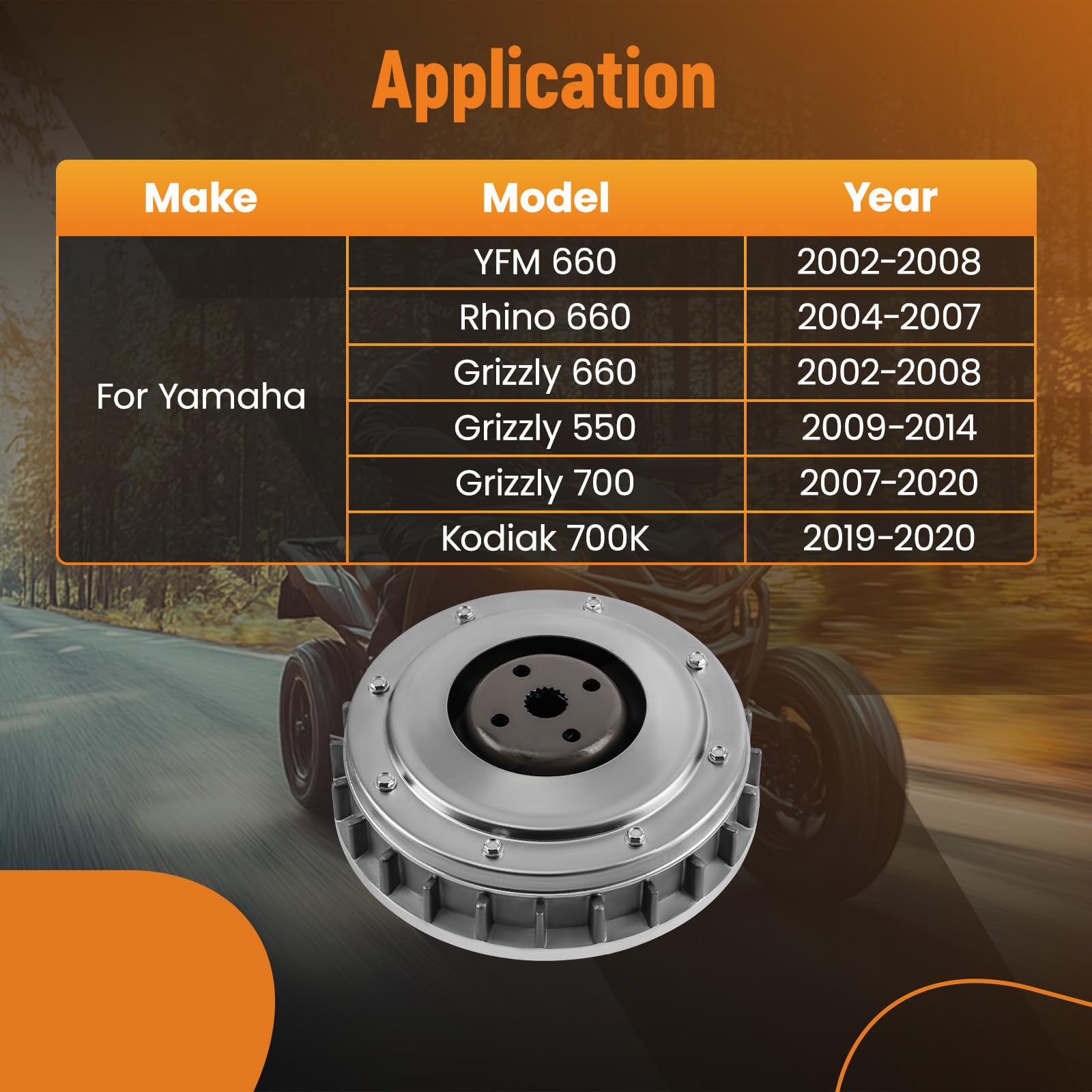 Tuningsworld Primary Clutch Sheave Assembly for Yamaha Rhino 660 4x4 2004-2007, Grizzly 660 2002-2008, Grizzly 550 2009-2014, Gr