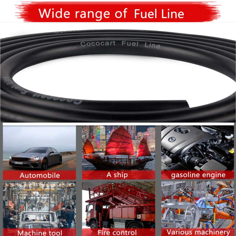 Cocomocart 10-Foot Length Stretchy 1/4 Inch Id Fuel Line+20Pcs 2/5' Id Hose Clamps For Kawasaki Kohler Briggs & Stratton Small Engines
