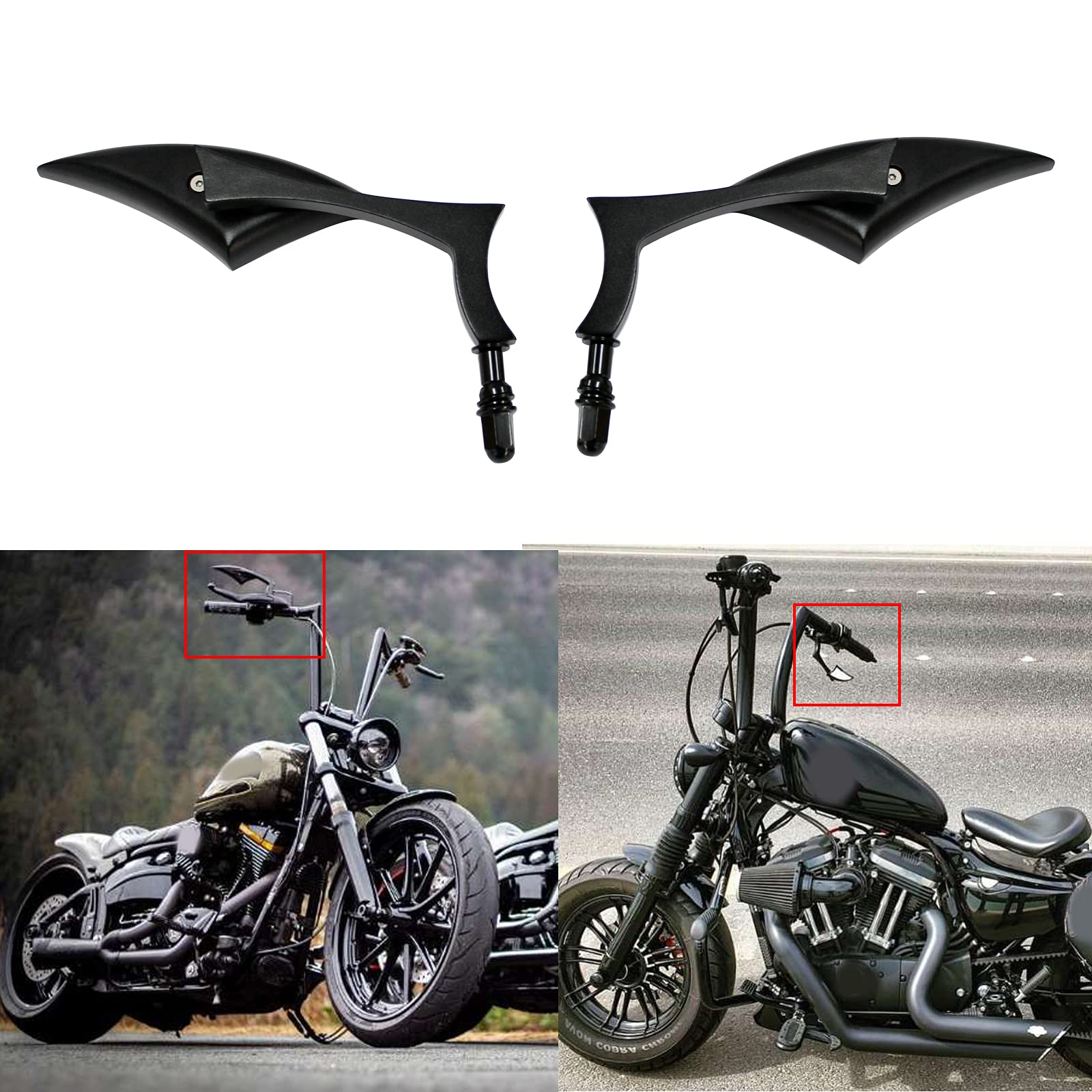 Motorcycle Black Blade Rear View Mirrors For Harley Cruiser Bobber Chopper Sportster 883 1200