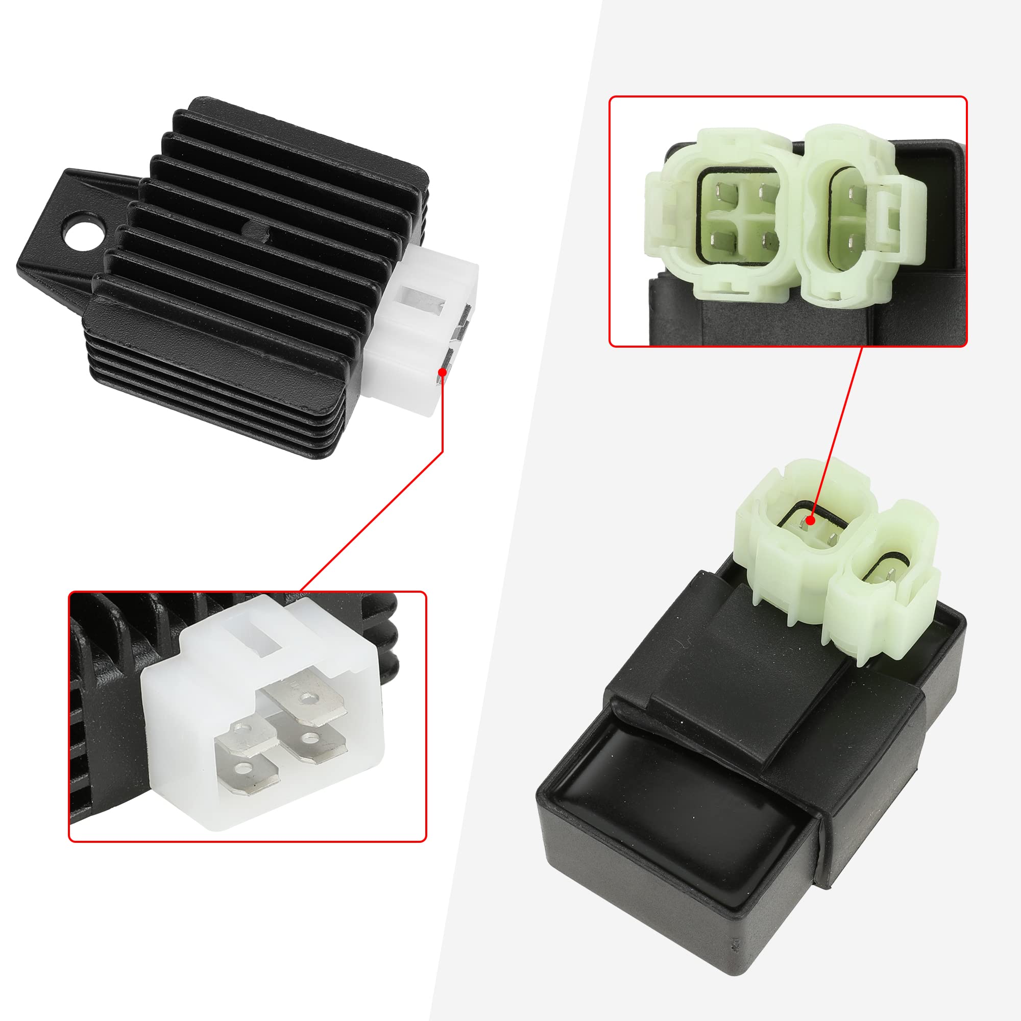 GREHUA AC CDI Box Starter Solenoid Relay Ignition Coil Voltage Regulator Rectifier Spark plug for GY6 50cc 125cc 150cc 4-stroke