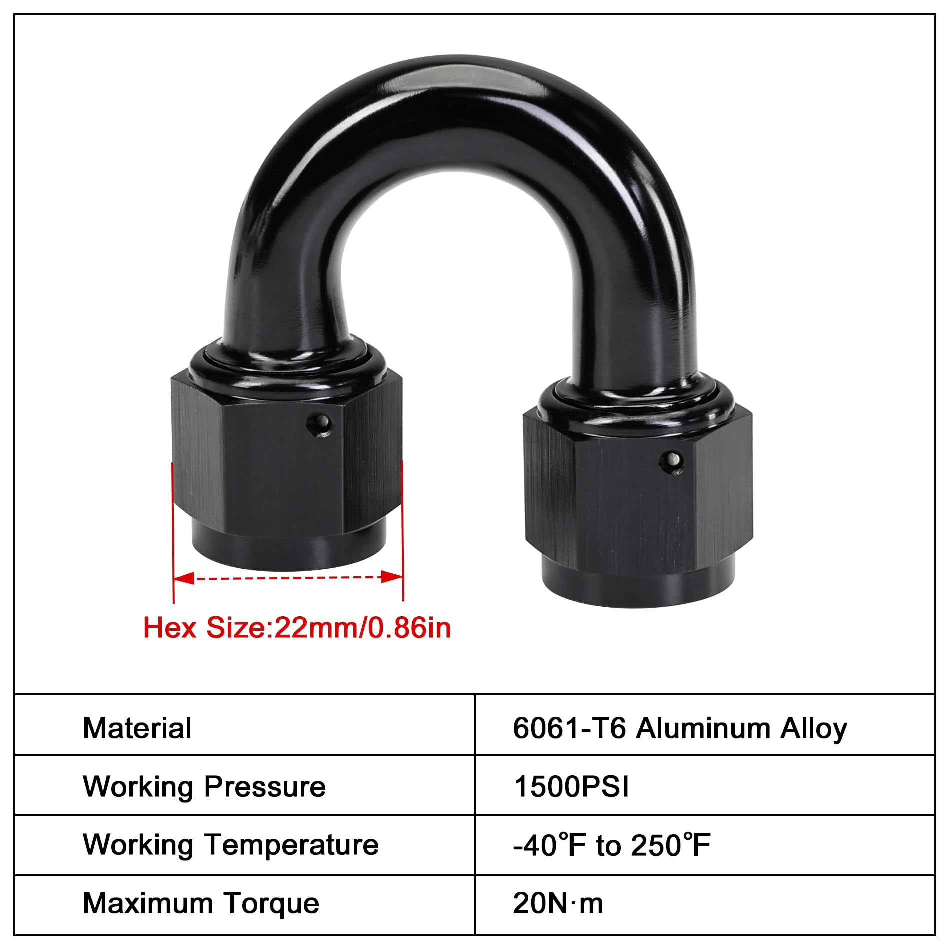 Evil Energy 8An Female To 8An Female 180 Degree Swivel Coupler Union Fitting Adapter Aluminum Black