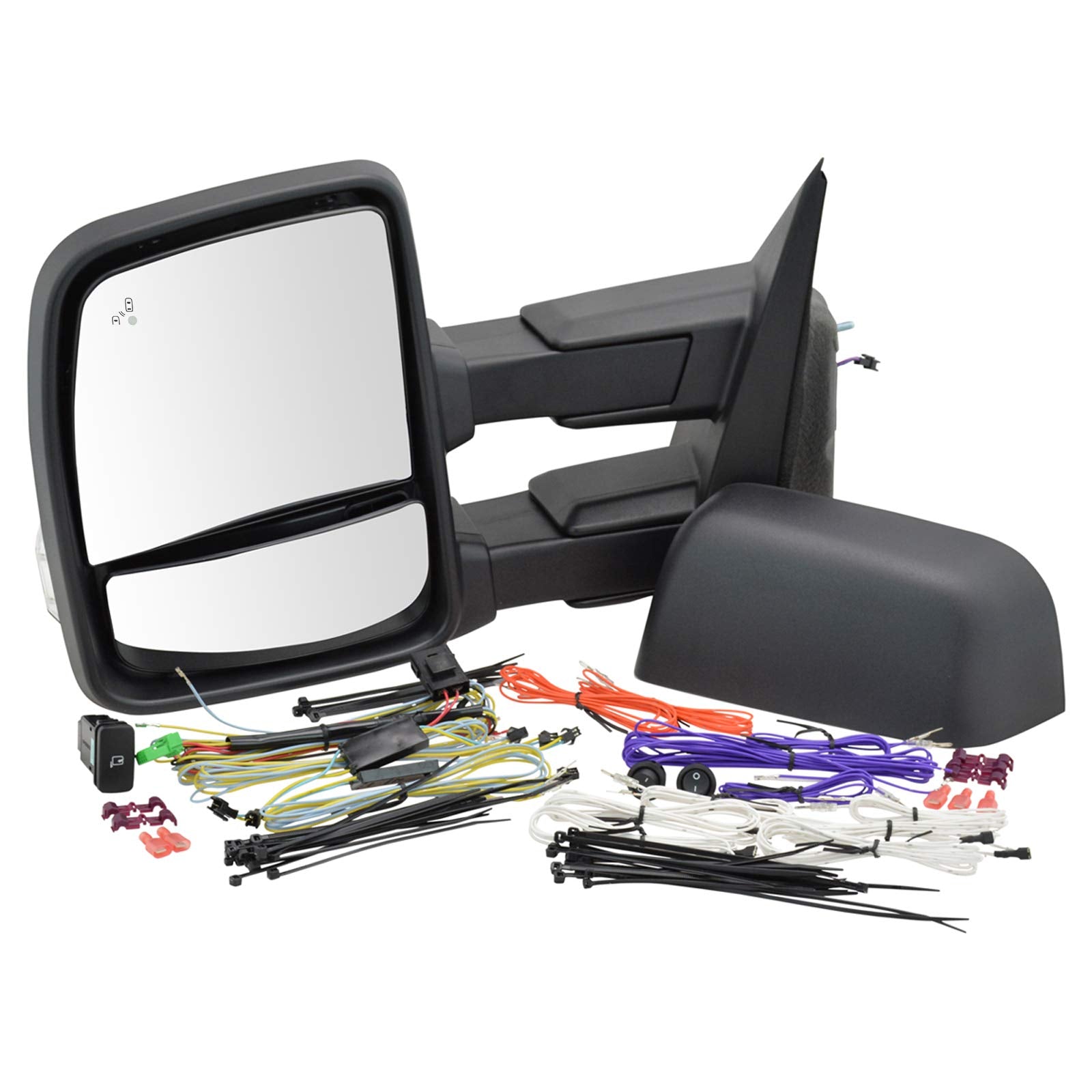 Trail Ridge Tow Mirror Heat Blind Turn Diy Power Fold Spot Marker Pair Compatible With 2015-2018 Ford F-150