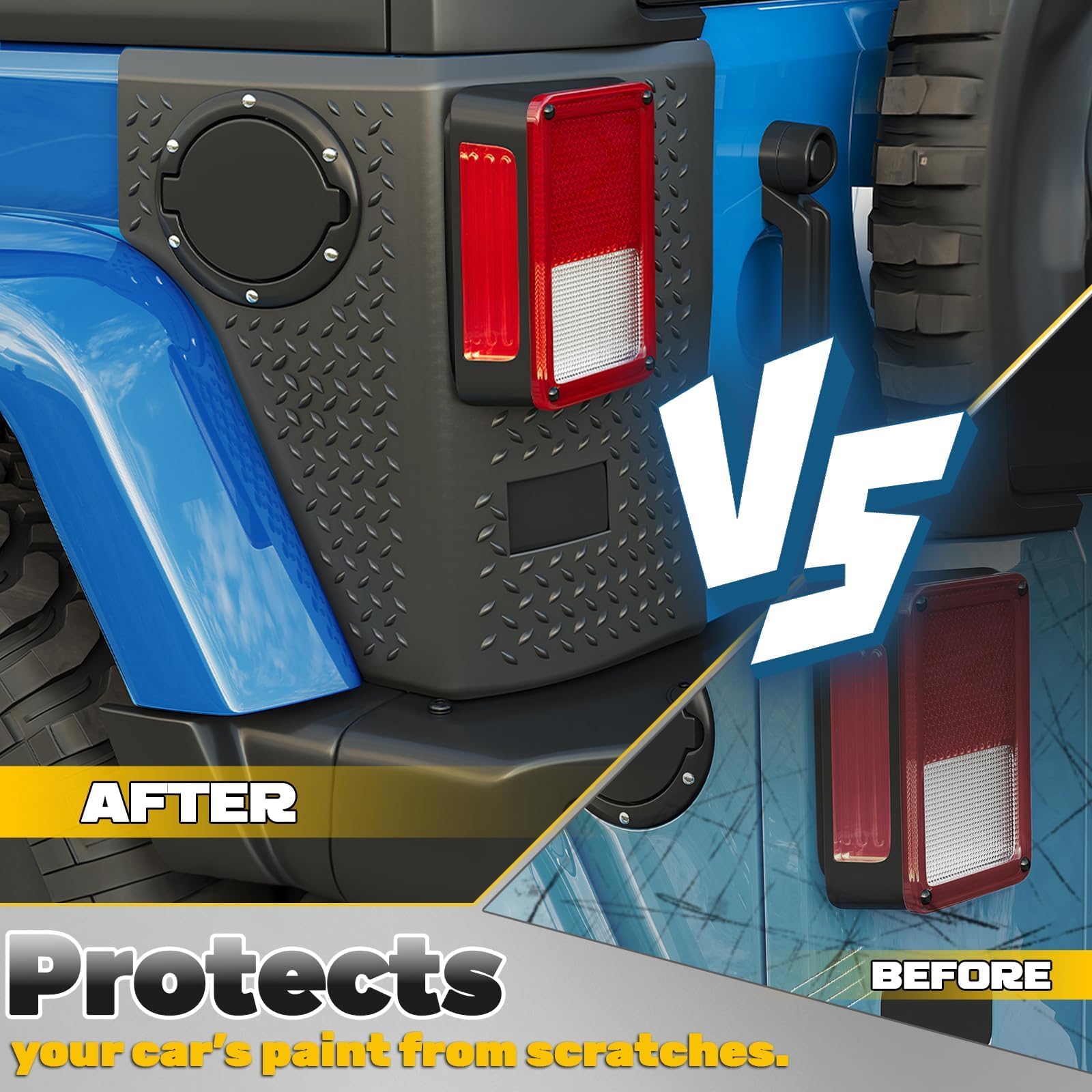 ECOTRIC Rear Corner Guards Body Armor Compatible with 2007-2018 Jeep Wrangler JK JKU Replacement for 11651.01 Tail Light Trim Co