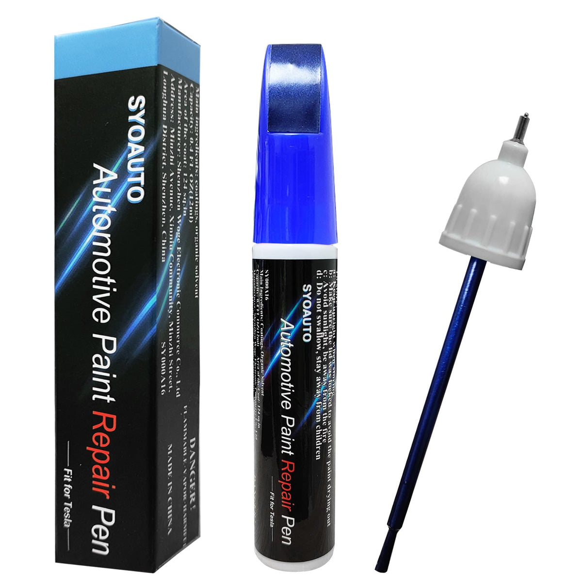 Syoauto Blue Touch Up Paint For Tesla Model Y 3 X S Car Touch Up Paint Pen 0.4 Oz Automotive Scratch Repair Pen Brush And Tip 2