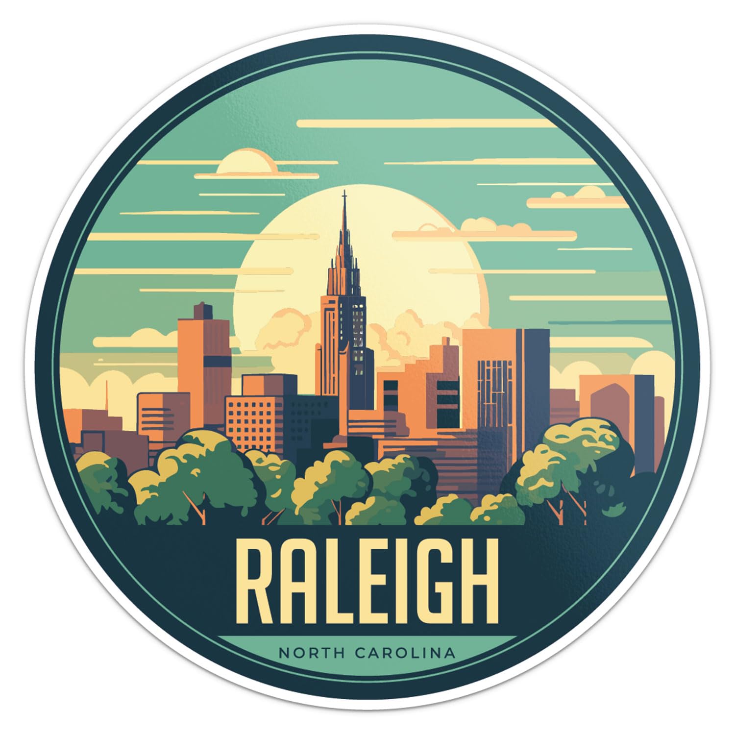Raleigh City Sticker - Waterproof Vinyl Decal for Car Bumper, Laptop, Water Bottle, Wall, and Window, Size - 5'' Longer Side