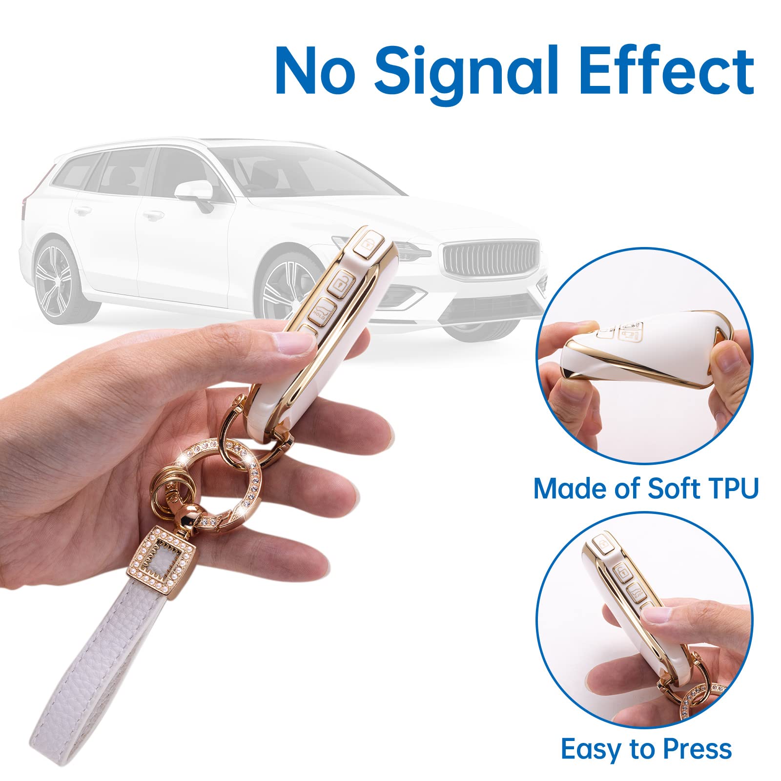 Cacarlike For Kia Key Fob Cover With Leather Lanyard, Car Key Fob Case Compatible With Kia Carnival Cadenza 6/7 Buttons Ka4 Ex S