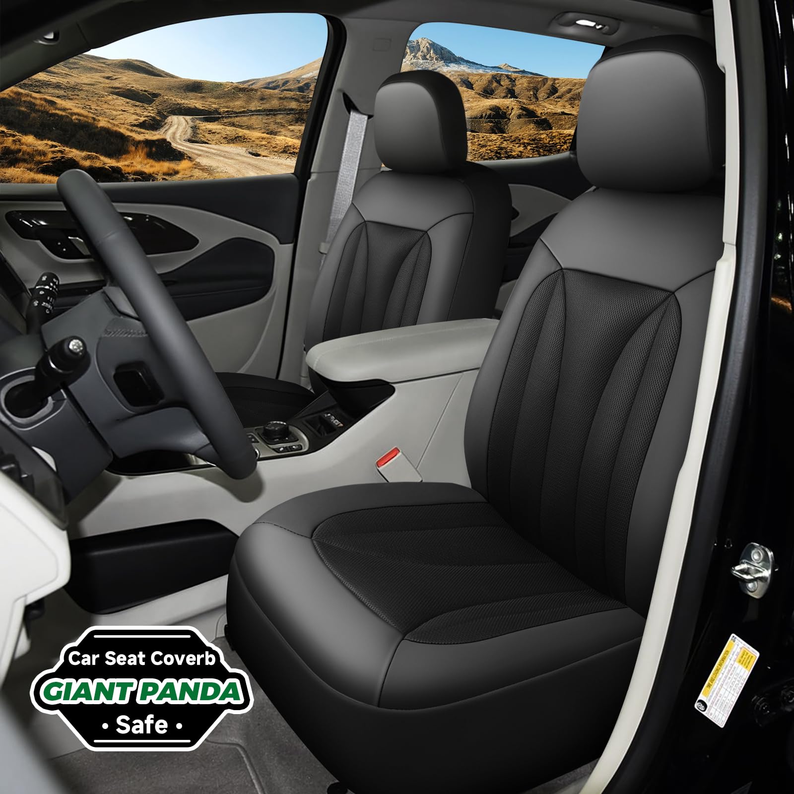 Giant Panda Fit Gmc Sierra 1500 2500 3500 Canyon Front Car Seat Cover, 3D Air Mesh Breathable Seat Protector(Black) 2-Pack
