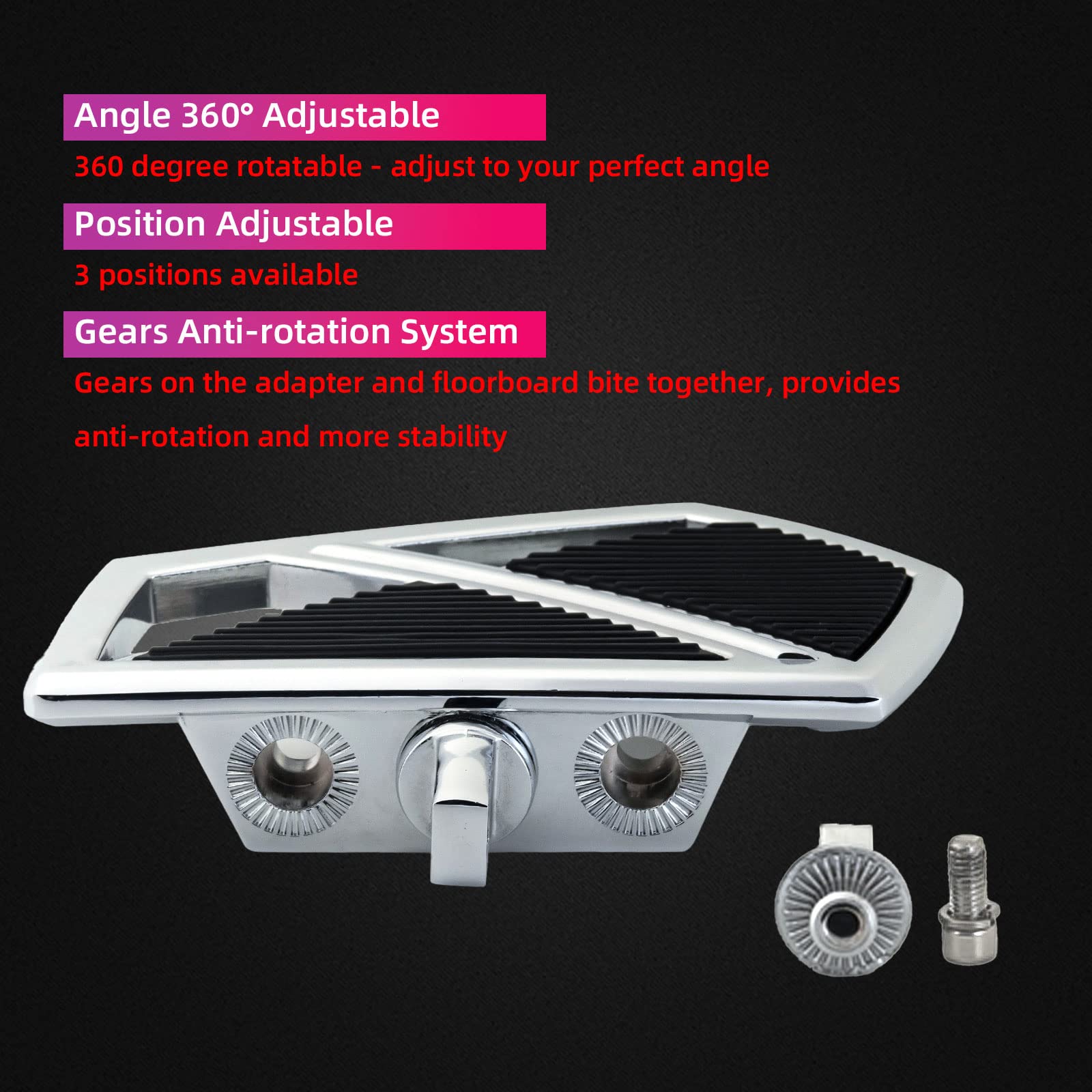 Fatecim Motorcycle Foot Pegs Pedals Rests Highway Mini Boards Driver Passenger Mini Floorboards Male Mount For Harley Dyna Fat Bob Touring Road Glide Street Glide Sportster 883 Fat Boy Chrome