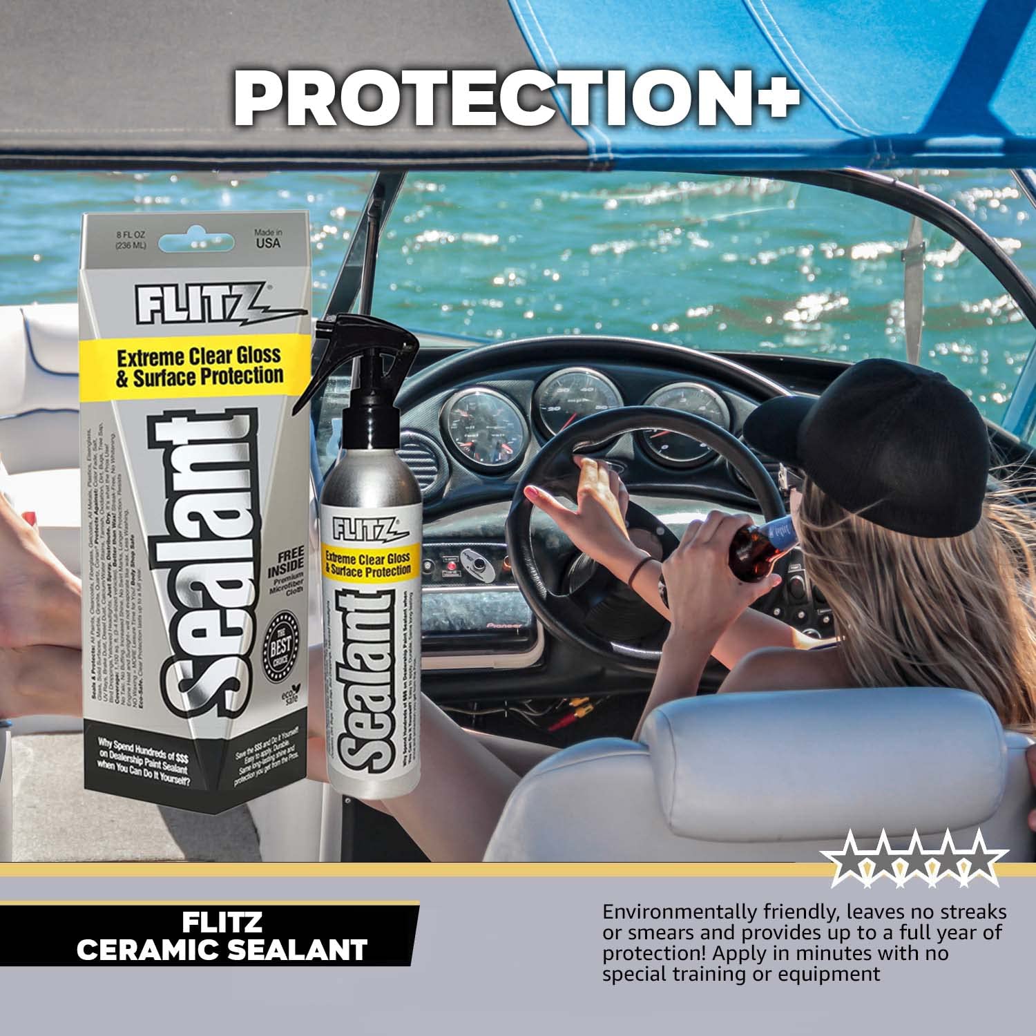 Flitz Ceramic Spray Sealant And Paint Protectant: Shine, Protect And Seal Clear Coat - Plastic, 1 Application Lasts Up To 12 Months, Made In Usa, 8 Oz. - 6 Pack