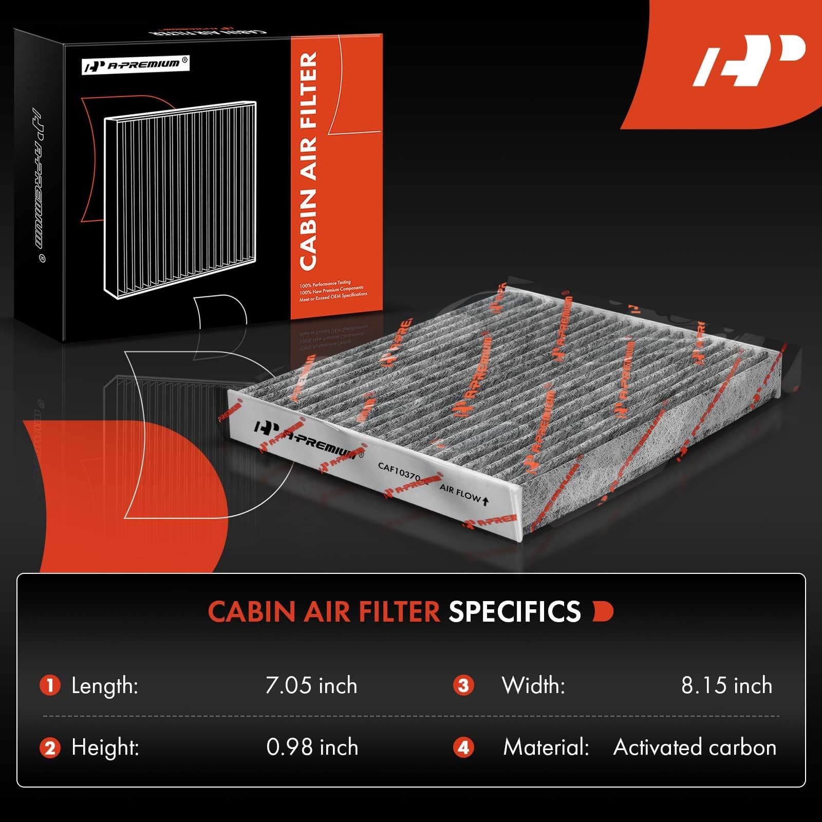 A-Premium 2-Pc Cabin Air Filter With Activated Carbon Compatible With Ford Mustang 2005-2014, Replace# 4R3Z19N619Aa