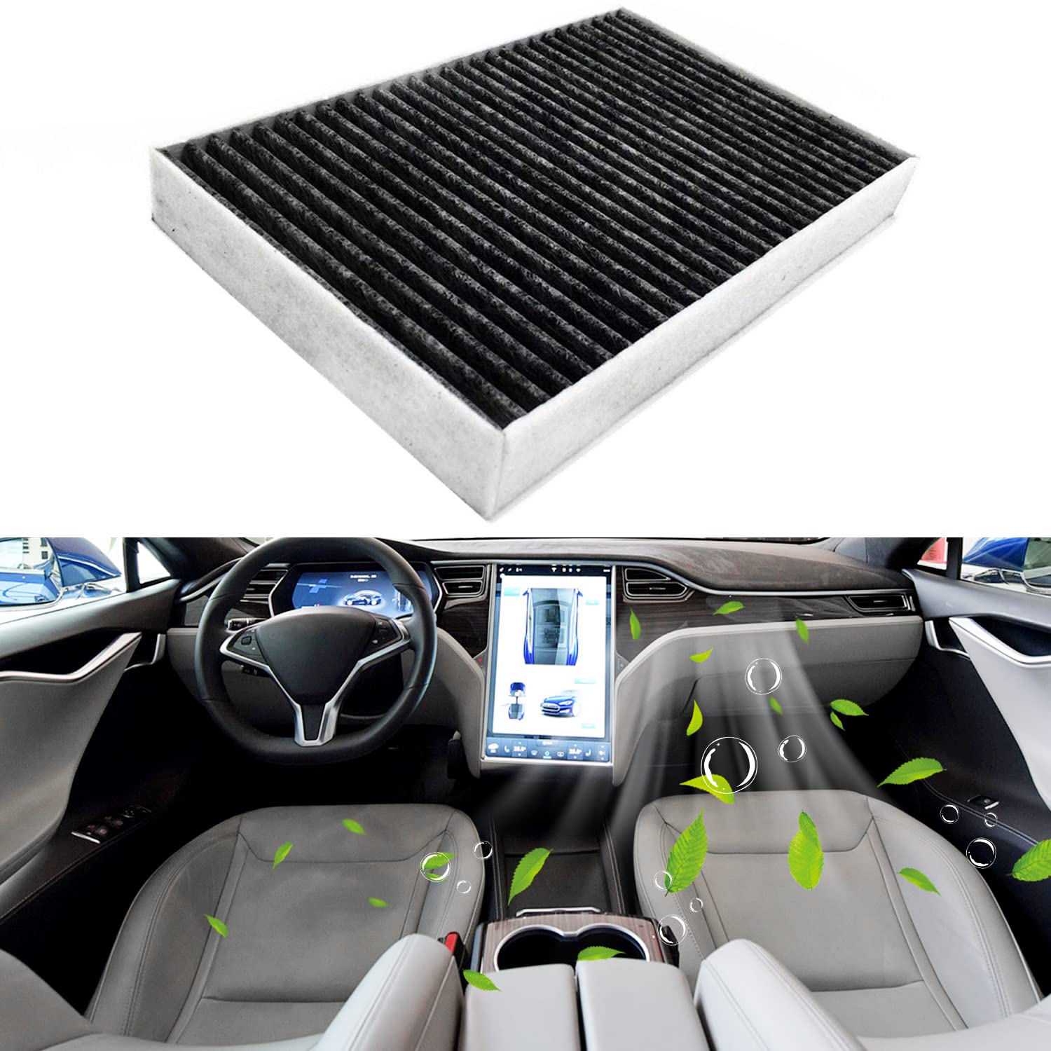 EVTIME for Tesla Model S Cabin Air Filter with Activated Carbon Fit 2012-2015 Model S 1035125-00-A. (Activated Carbon)