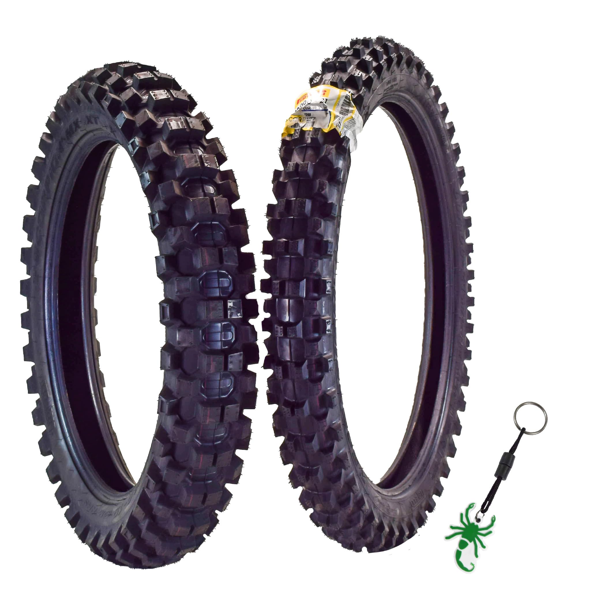 Pirelli Scorpion Mx Extra X Front 80/100-21 & Rear 110/90-19 Dirt Bike Tires With Keychain - Two Pack