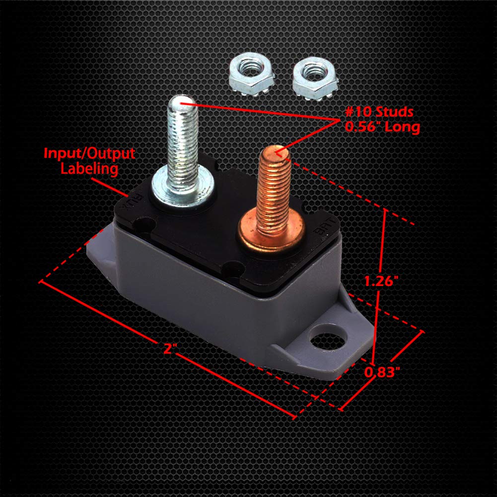 Ampper Dc 12V - 24V Automatic Reset Circuit Breaker With Cover Stud Bolt For Automotive And More (20A, 4Pcs)