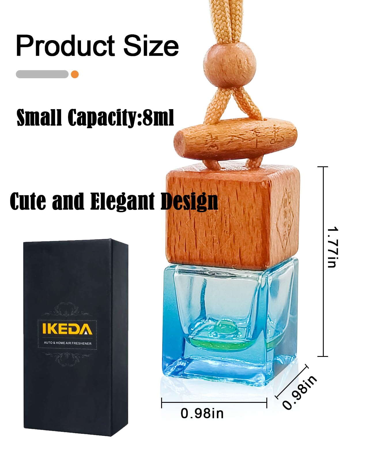 Ikeda Fragrance Car Air Freshener 8Ml Automotive Scents | 45-Days Long-Lasting Keep Fragrance | Auto Hanging Diffuser Bottles |