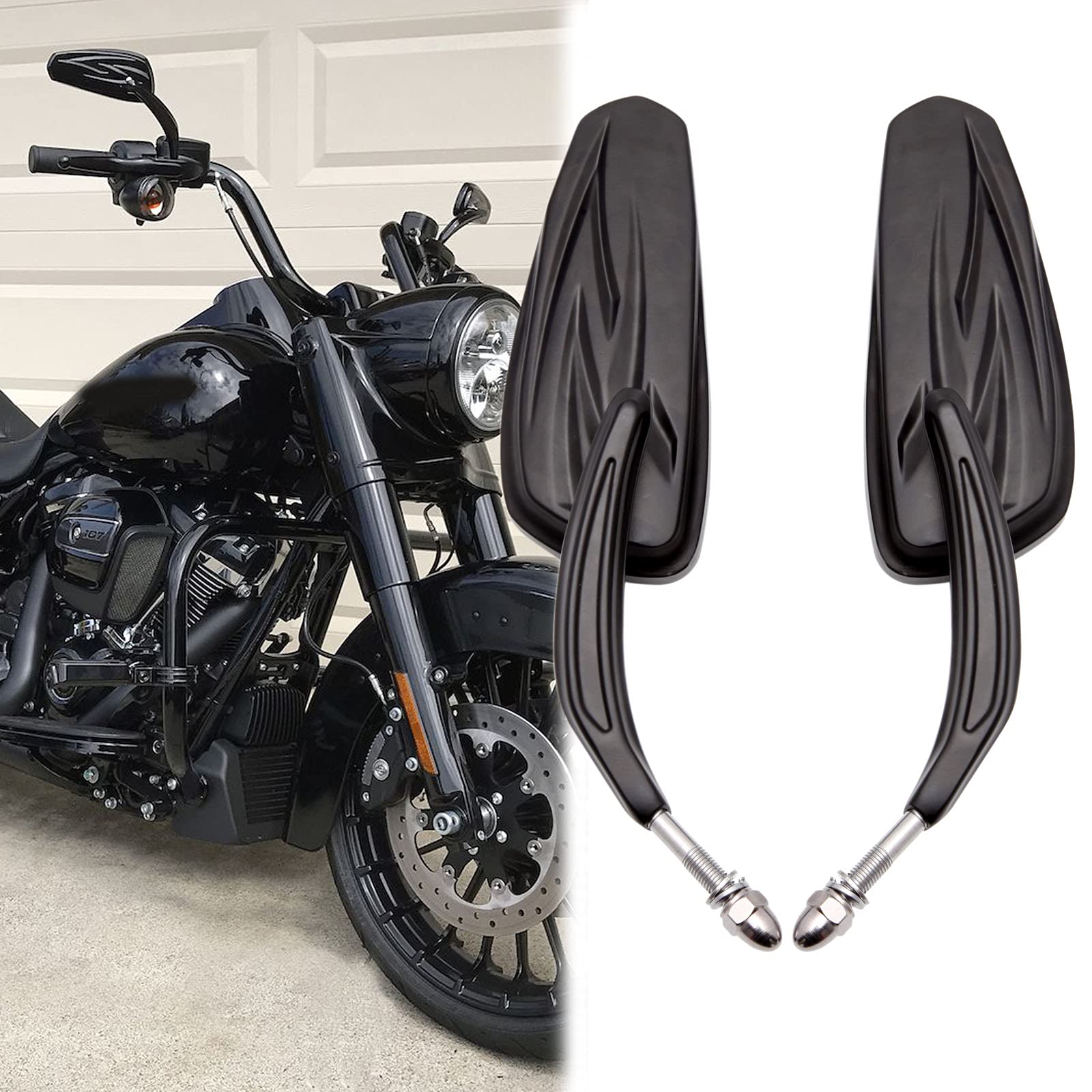 Black Motorcycle Side Mirror Teardrop For Road King Street Electra Glide Road Glide Dyna Softail Rearview 1982-2018 2019 2020 (B