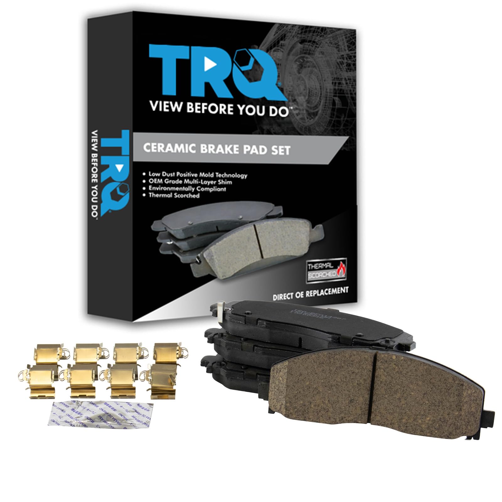 TRQ Front Ceramic Brake Pad Set Compatible with Caravan Pacifica Journey Wrangler