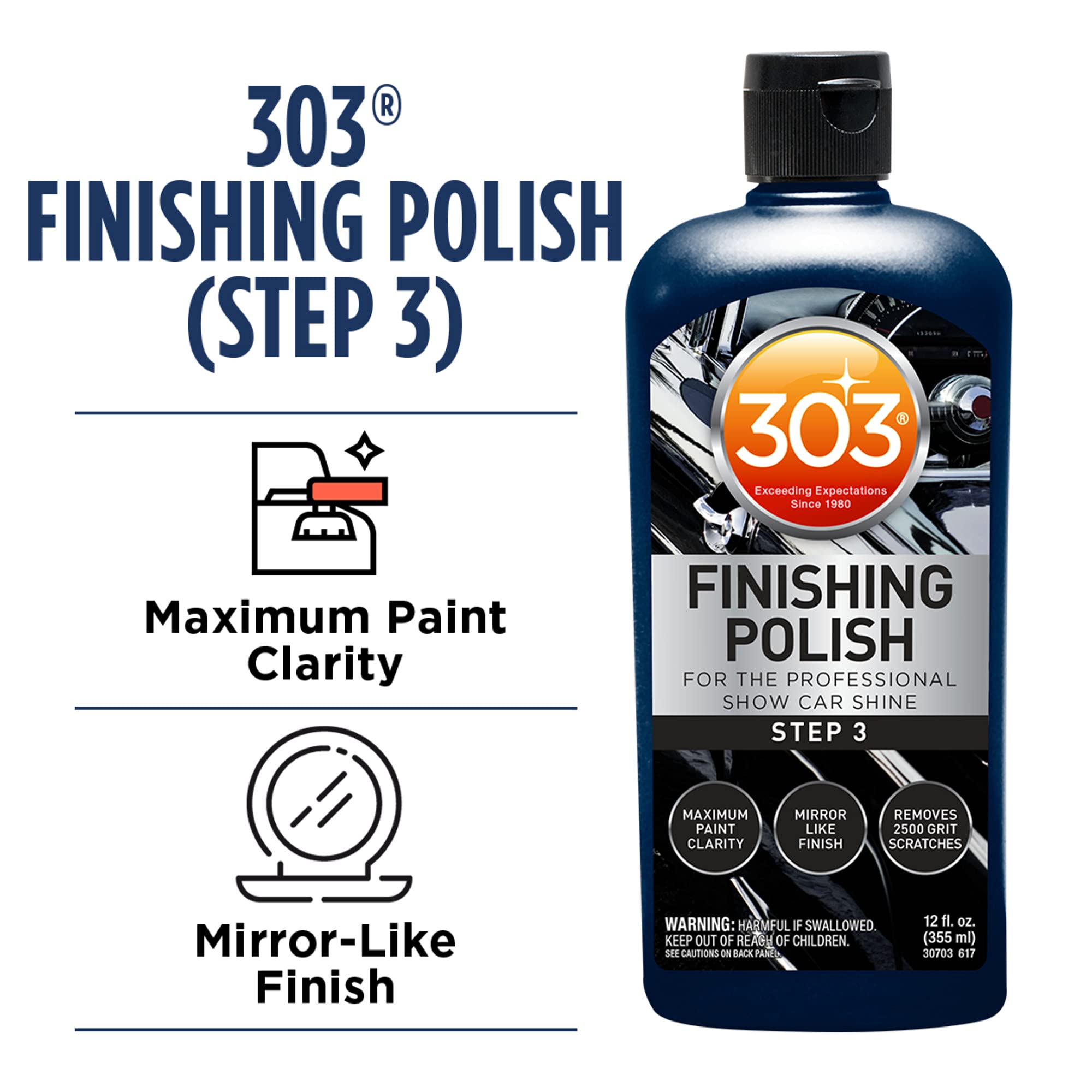 303 Products Finishing Polish For The Professional Show Car Shine - Maximum Paint Clarity - Mirror Like Finish - Removes 2500 Gr