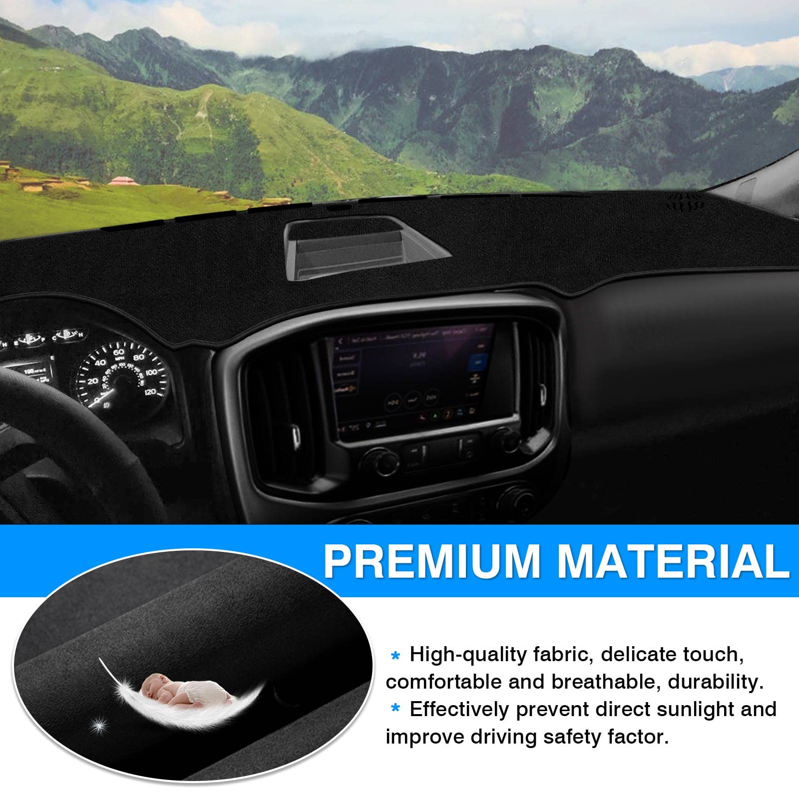 Autorder Dashboard Cover Mat For 2015-2022 Chevrolet Chevy Colorado Accessories Dash Cover Flannel Dash Mat Sunshade Glare Uv Ra