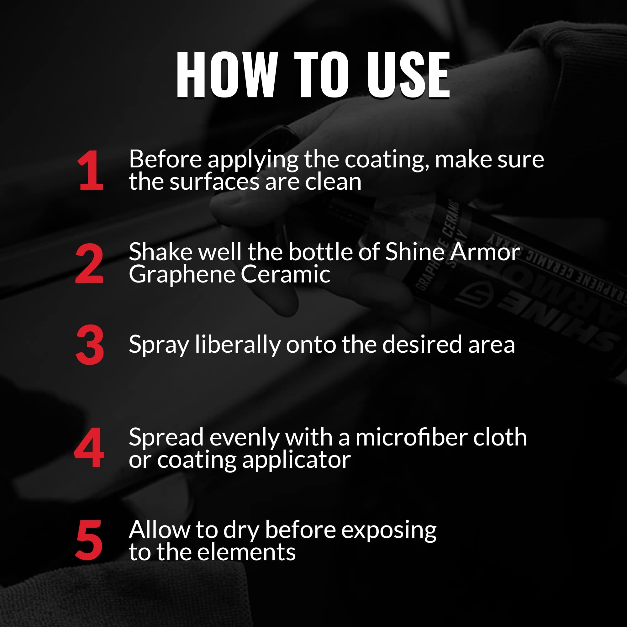 SHINE ARMOR Graphene Ceramic Coating for Cars - 8 Fl Oz SiO2 Hydrophobic Top Coat for Superior Paint Protection and Gloss
