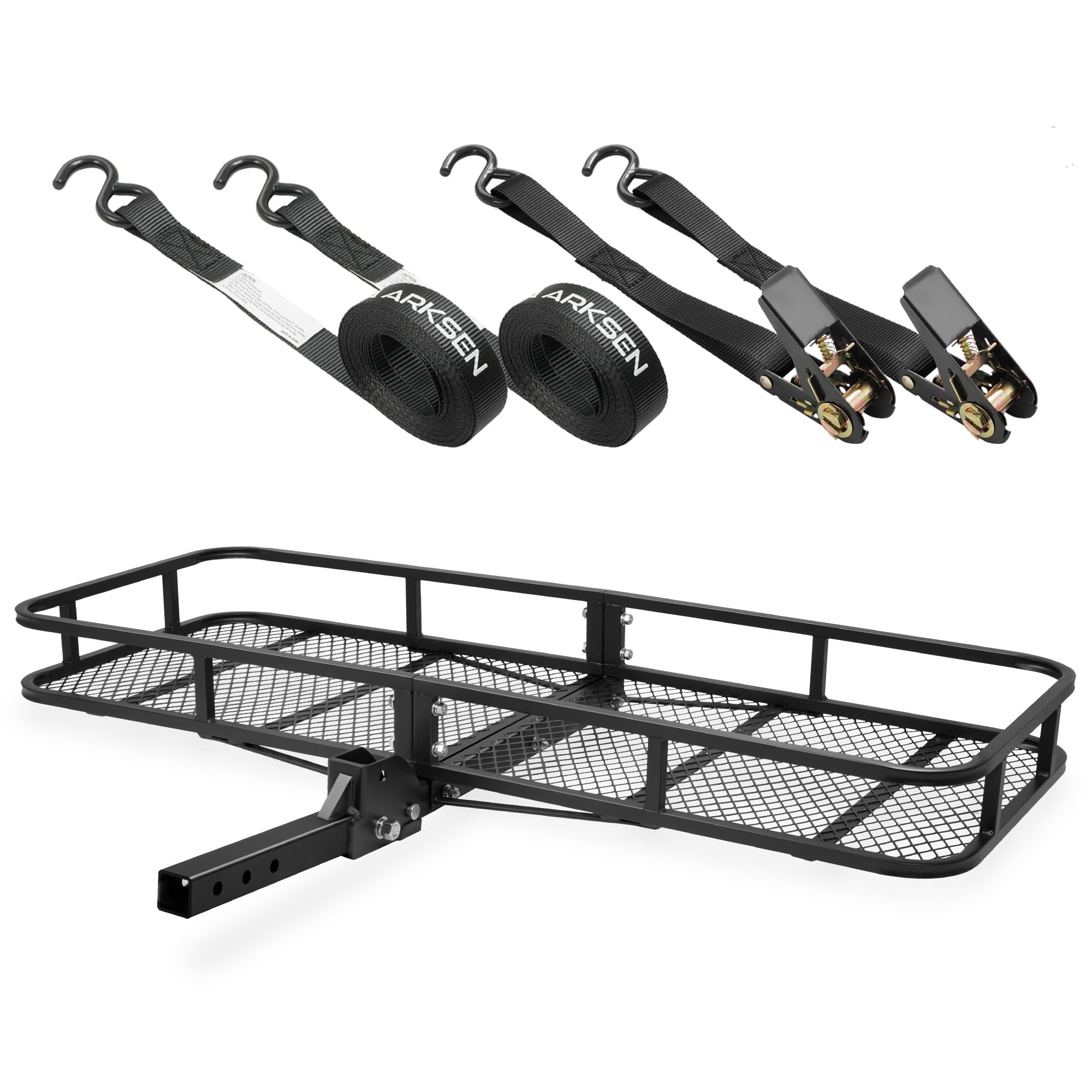Arksen 60 X 23 X 5.5 Inch Folding Hitch Cargo Carrier With 2 Ratchet Straps, 500 Lbs Capacity Heavy Duty 2 Inch Receiver Luggage