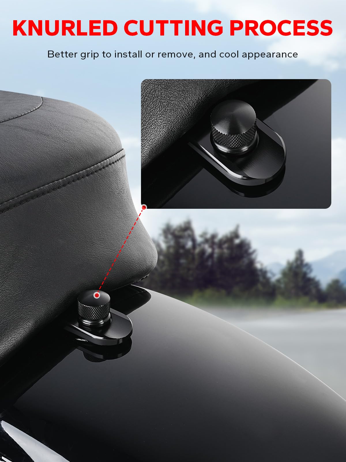 Amazicha Black Seat Bolt Tab Screw Mount Knob Cover Fit For Harley Touring 1996-2024