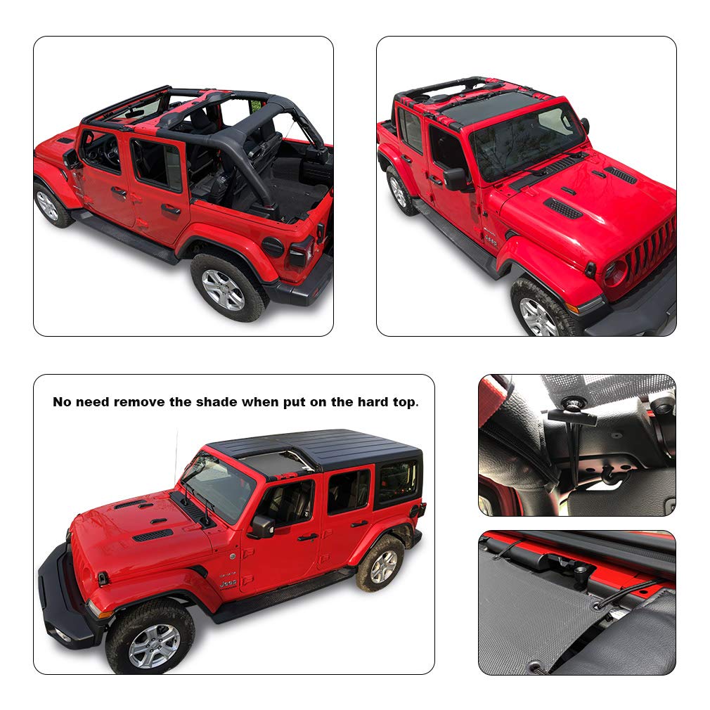 Shadeidea Sun Shade Top For Jeep Wrangler Jl (2018-2023) Unlimited 2 Door And 4 Door Front-Gray Mesh Screen Sunshade Jlu Sahara