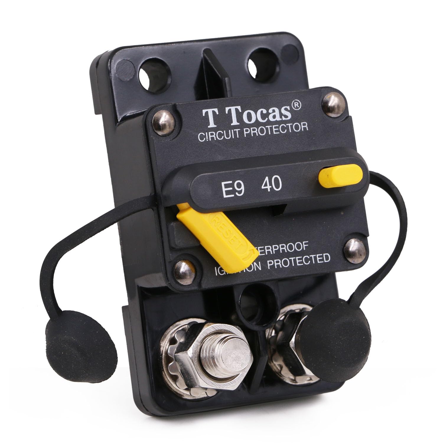 T Tocas 3/8'' Stud 40 Amp Circuit Breaker For Boat Trolling Motor Marine With Manual Reset Switchable Ip67 Dc 12V - 72V