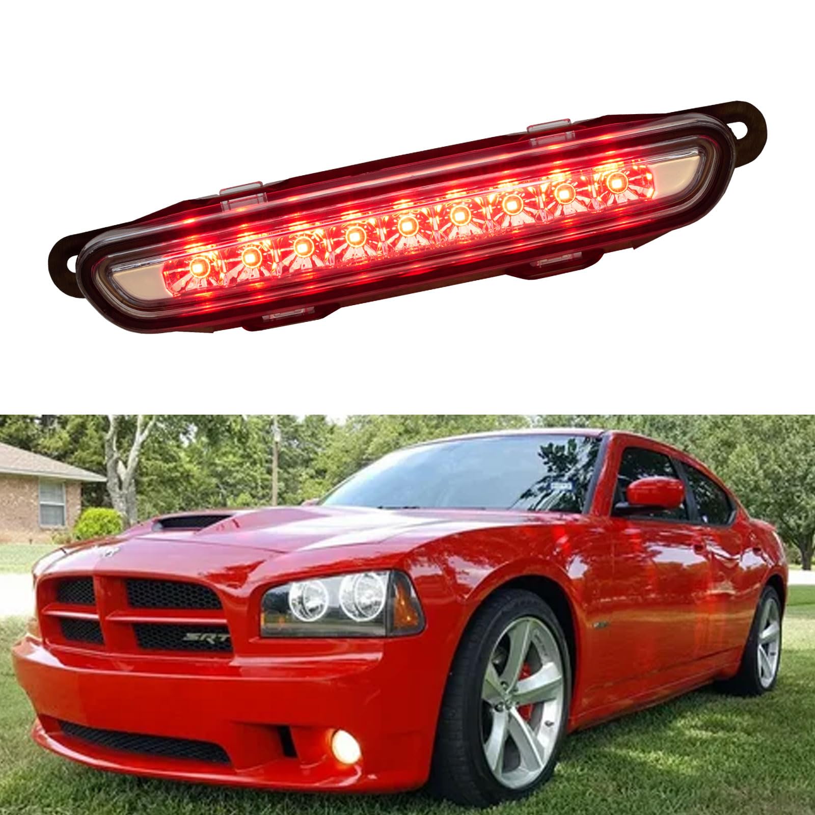 Cxdar Third 3Rd Brake Light Led For 2006-2010 Dodge Charger, High Mount Rear Brake Lights Assembly For 06-10 Charger, Waterproof