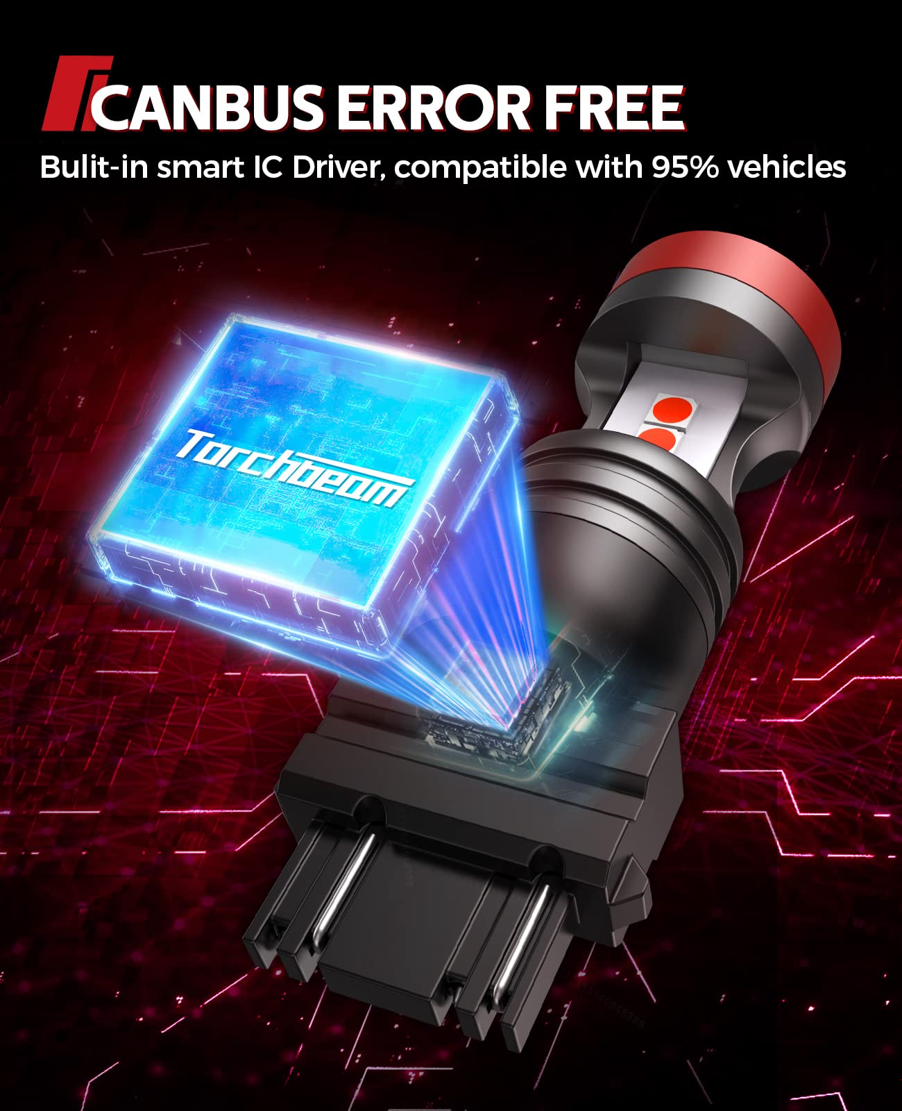 Torchbeam 3157 3156 Led Bulbs Red For Strobe Brake Lights Tail Lights, Super Brilliant 3056 3057 3047 4057 4157 Led Bulbs For St