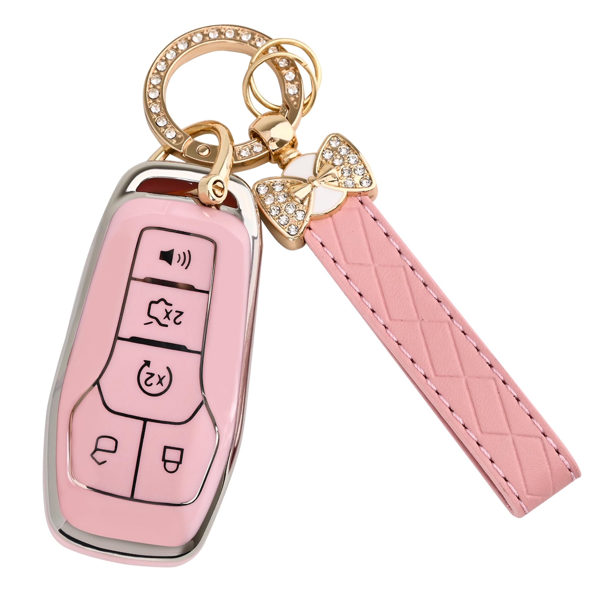 for Ford Key Fob Cover - Soft TPU Key Fob Case Shell Cover Holder Protector for Ford Edge Fusion Explorer Mustang Lincoln MKZ MK