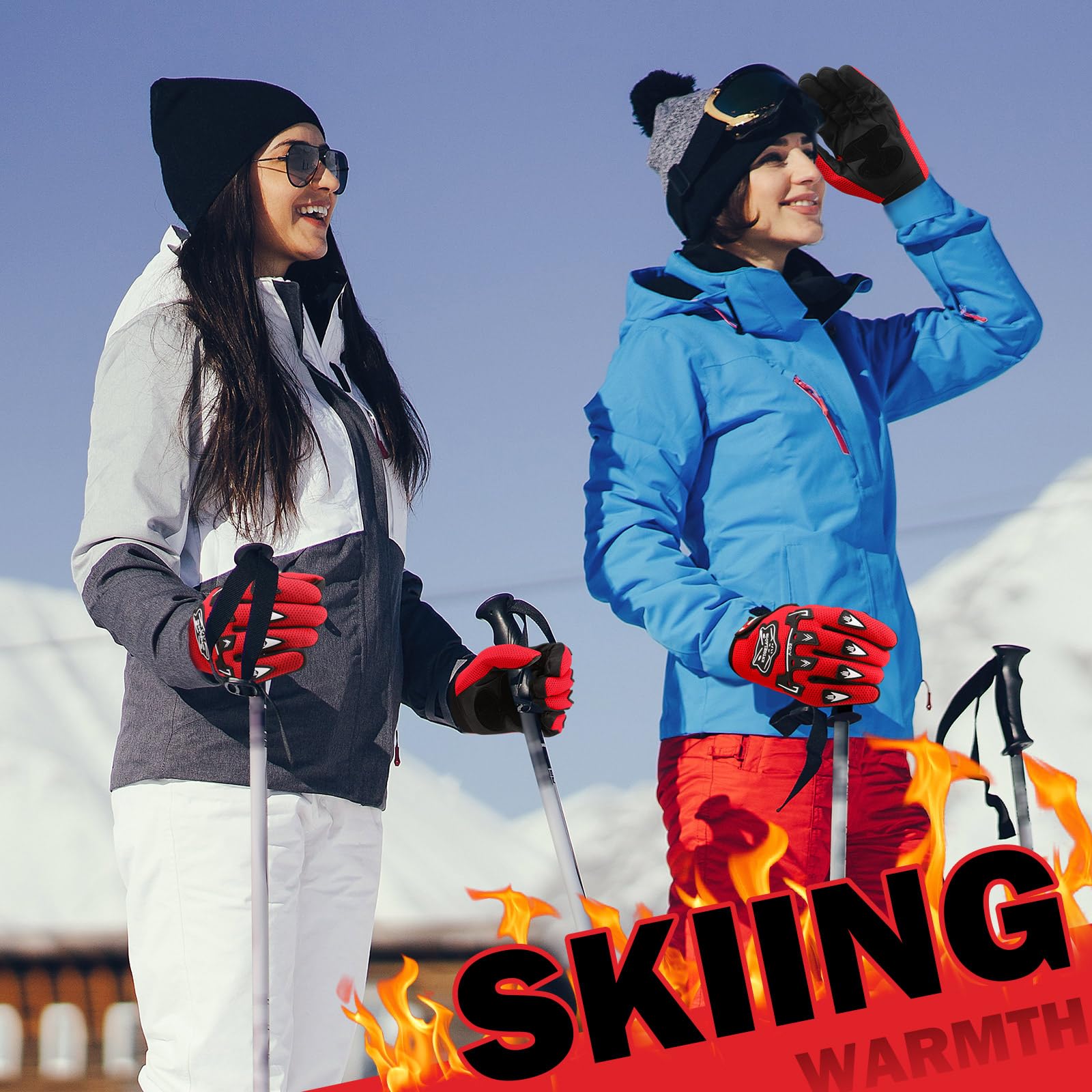 Frienda Motorcycle Gloves Riding Dirty Bike Gloves Racing Winter Power Sports Supplies For Riding Cycling Hiking Outdoor(Red,9.0