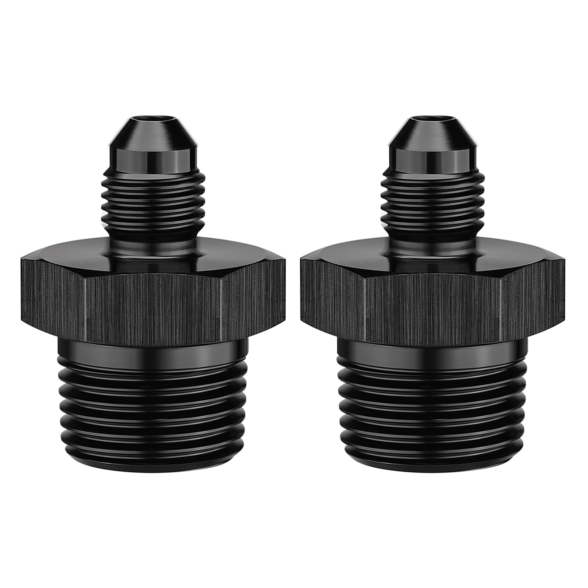 Evil Energy 3An Male Flare To 3/8'' Npt Pipe Fitting Adapter Straight Aluminum Black 2Pcs