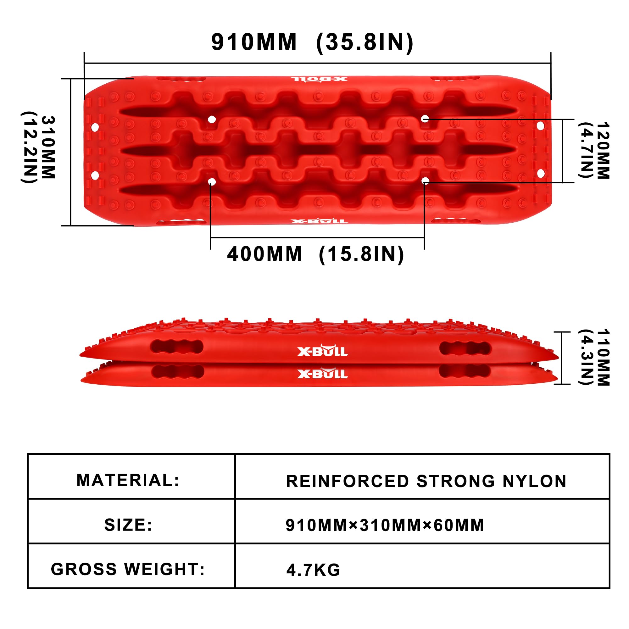 X-Bull New Recovery Traction Tracks Tire Ladder For Sand Snow Mud 4Wd(Red)